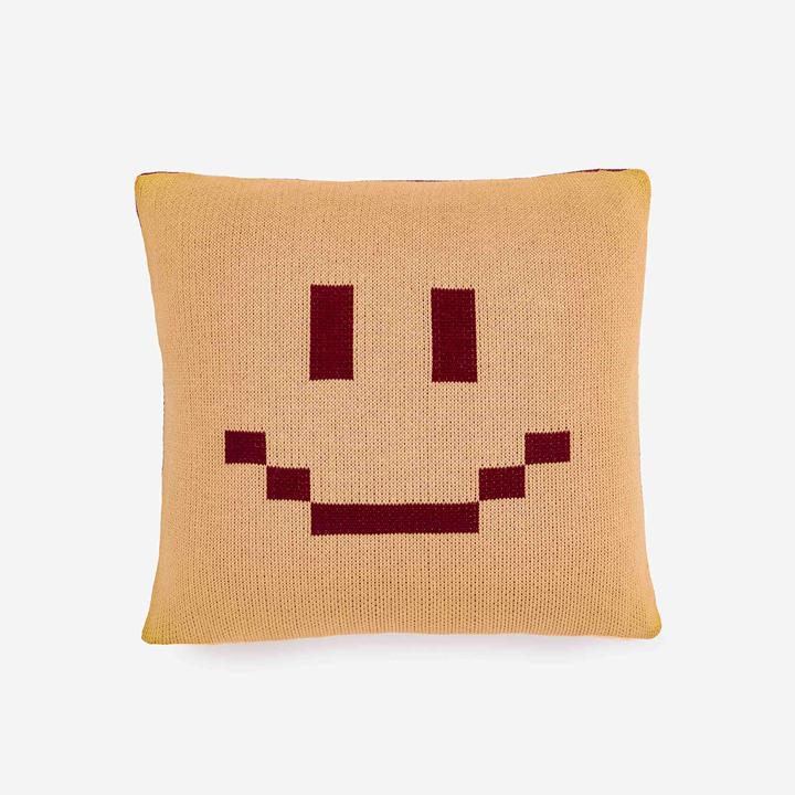 PIXELATED SMILEY FACE PILLOW
