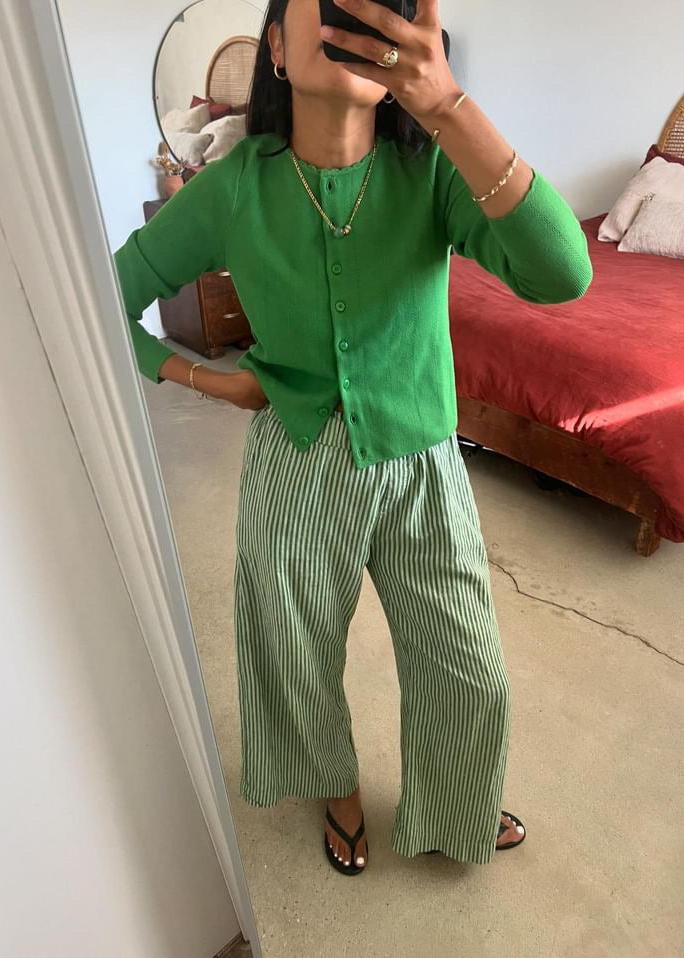 JADE STRIPE LINEN TROUSERS