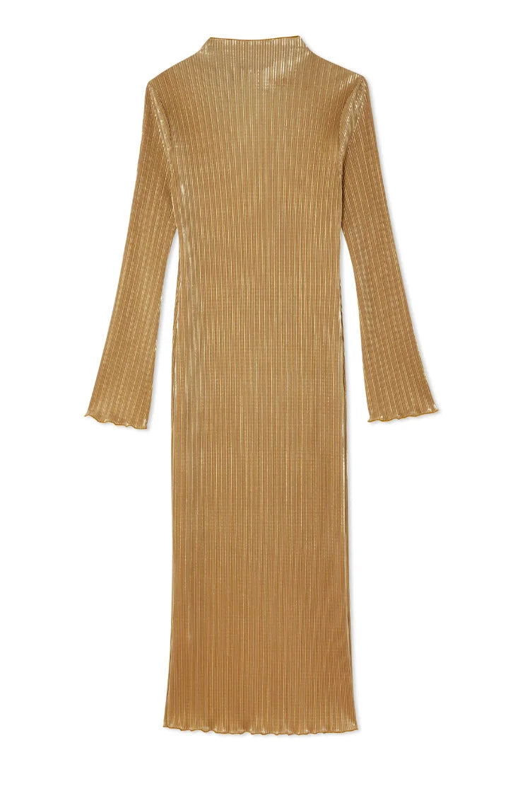 NEVER FULLY DRESSED SOPHIA GOLDEN PLISSE DRESS