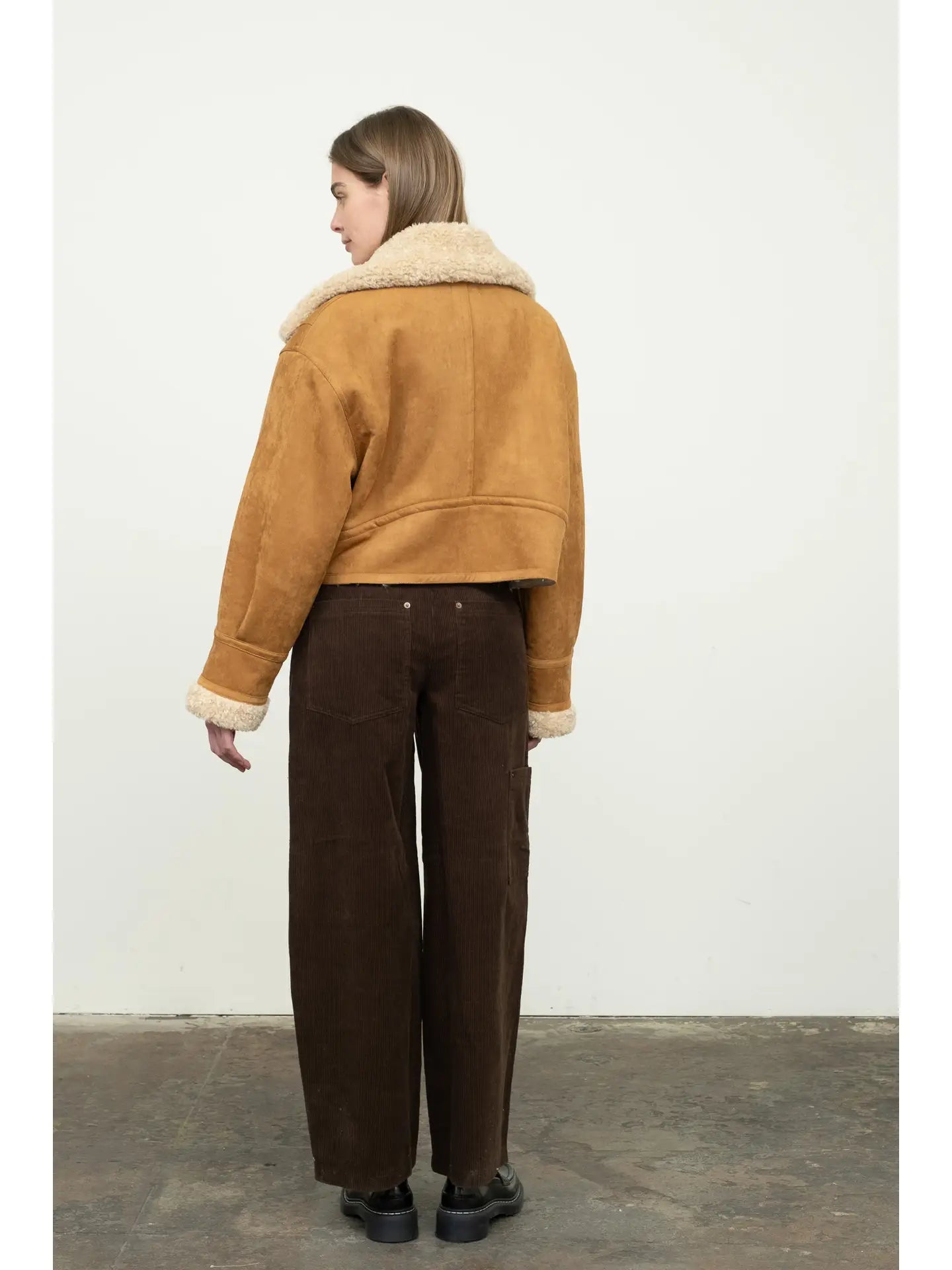 SHELLY FAUX FUR SHEARLING BOMBER JACKET