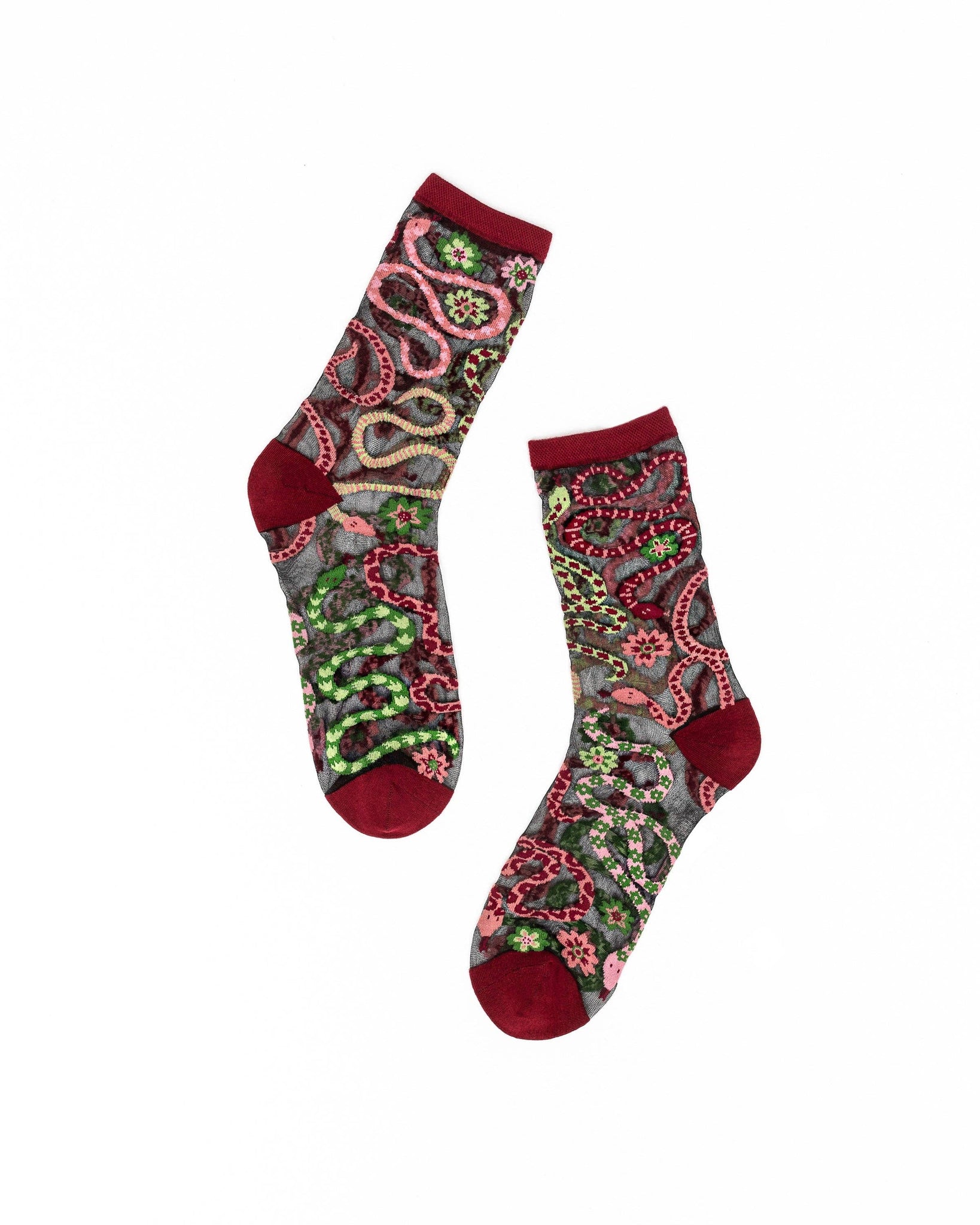 SNAKE FLORA SHEER CREW SOCKS