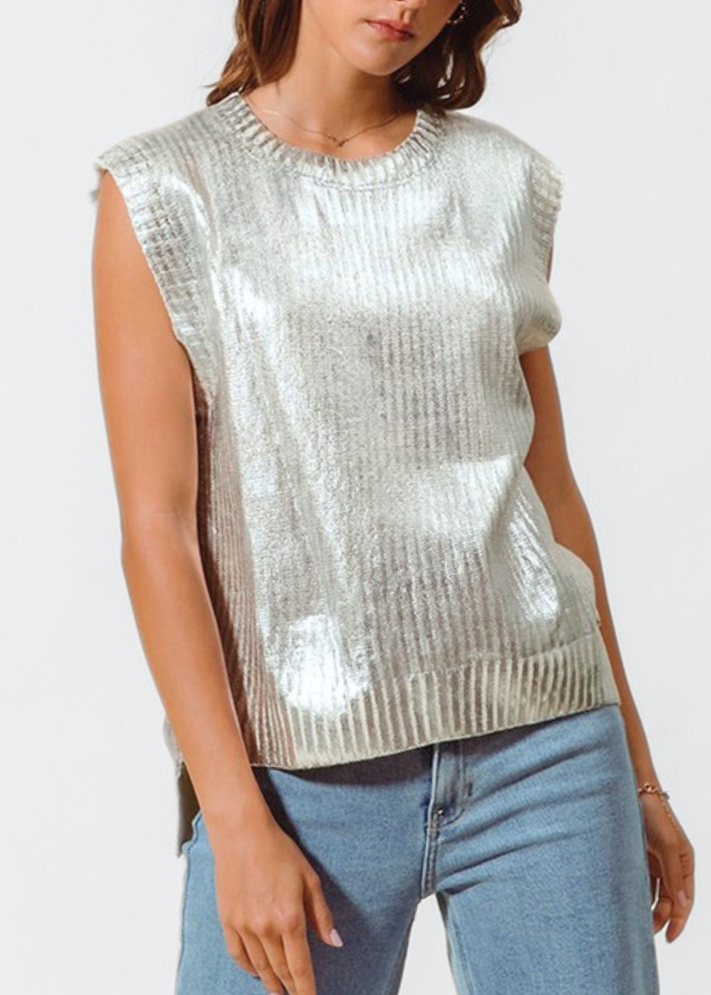 FREYA METALLIC SWEATER VEST