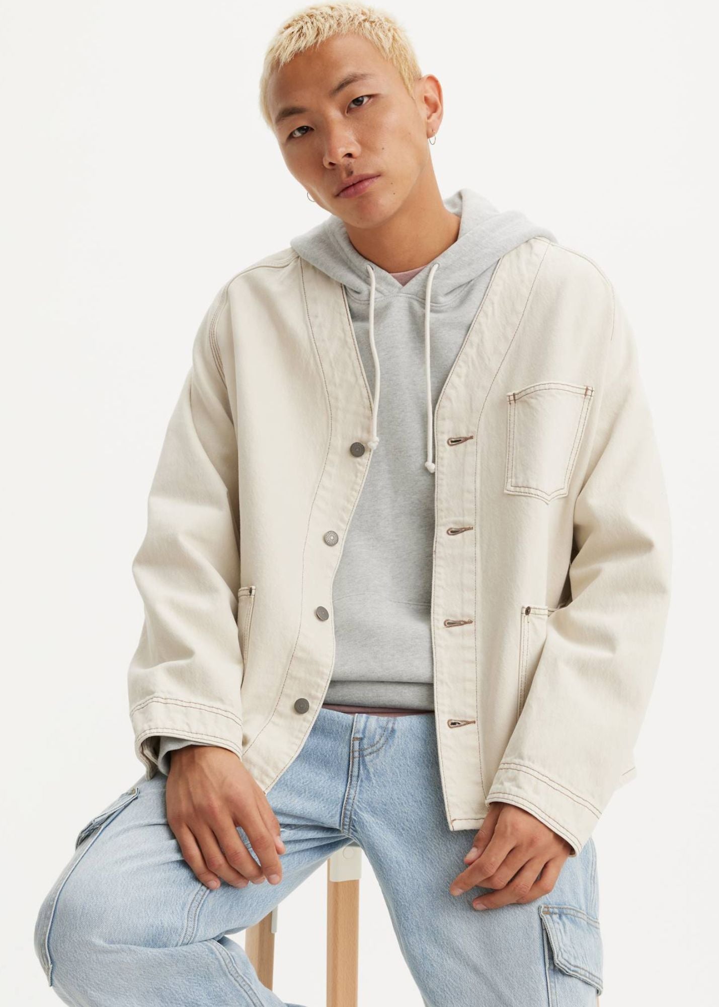 LEVI'S ECRU UNION ENGINEER DENIM CARDIGAN