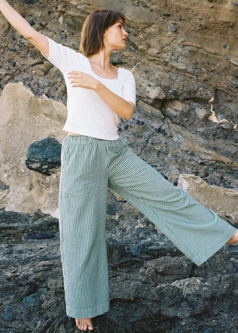 JADE STRIPE LINEN TROUSERS