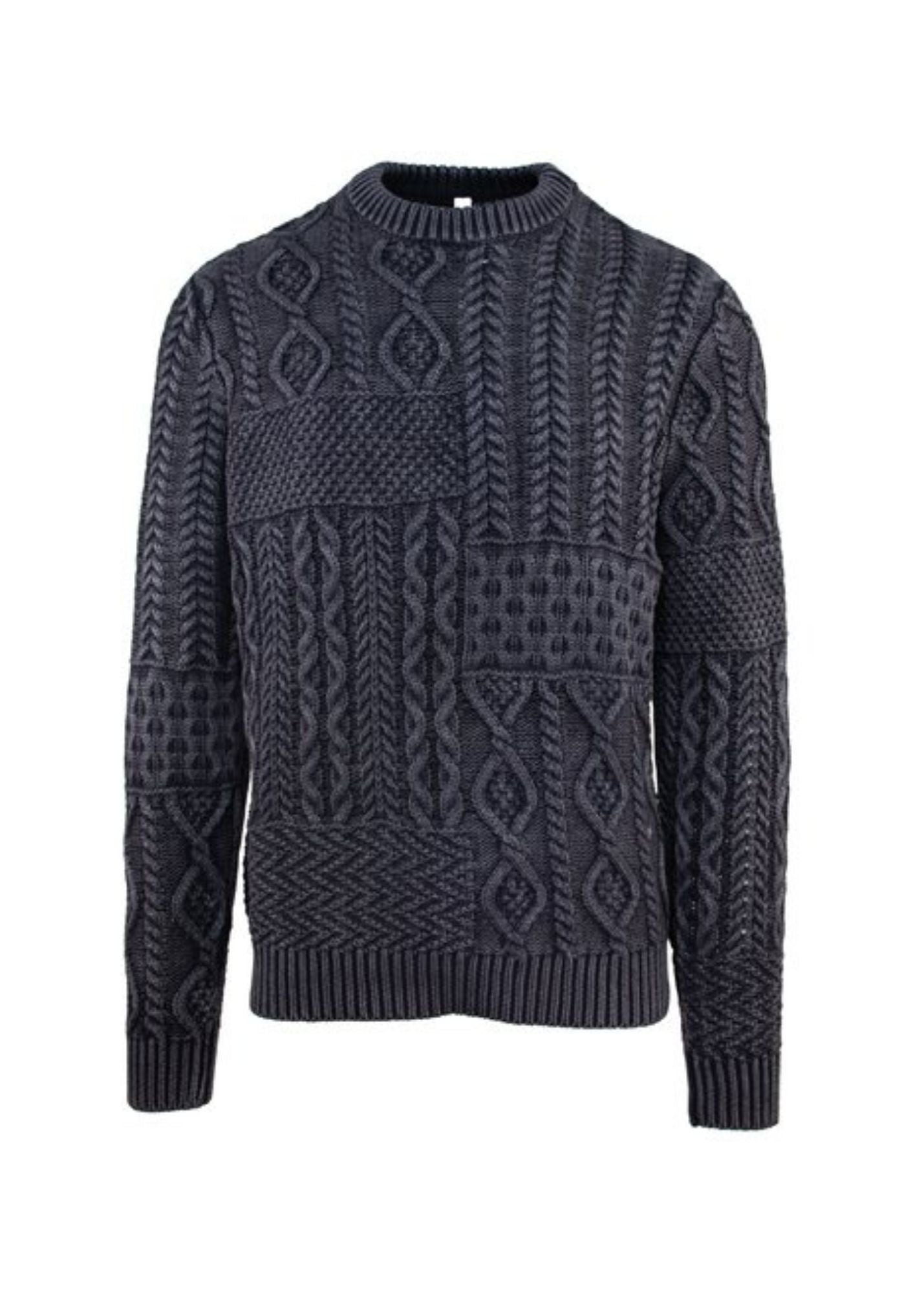 SCHOTT PATCHWORK CABLE KNIT PULLOVER