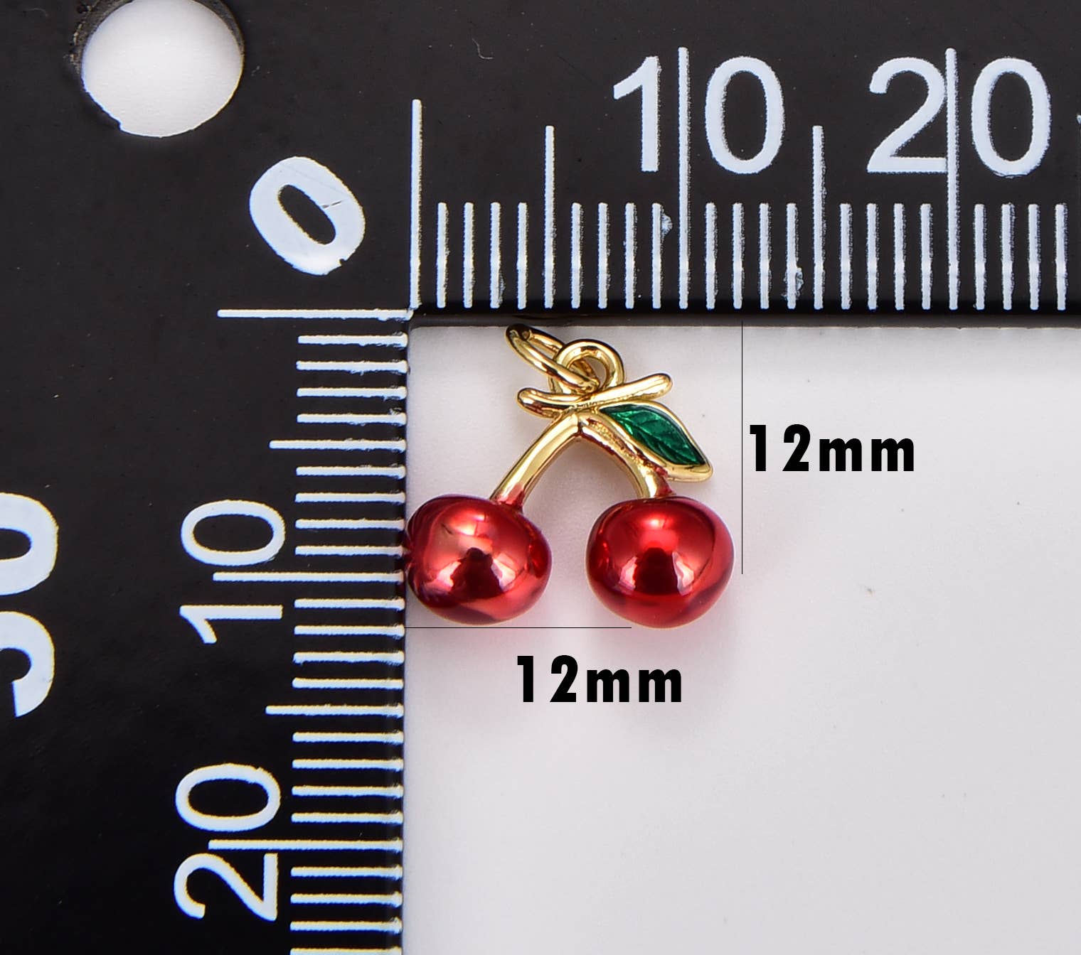 CHERRY RED ENAMEL FRUIT CHARM