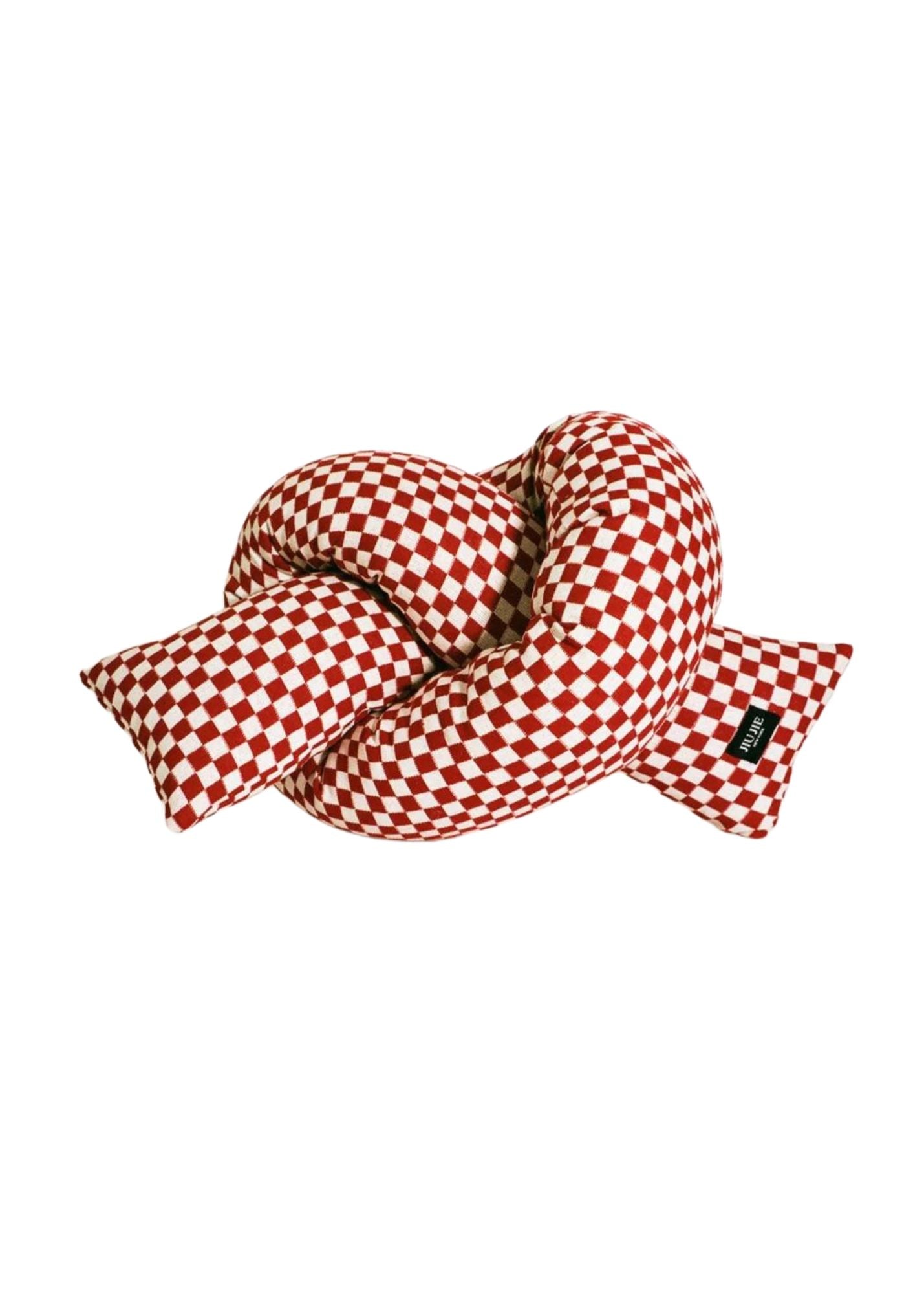 RED WHITE CHECKER BABY KNOT PILLOW