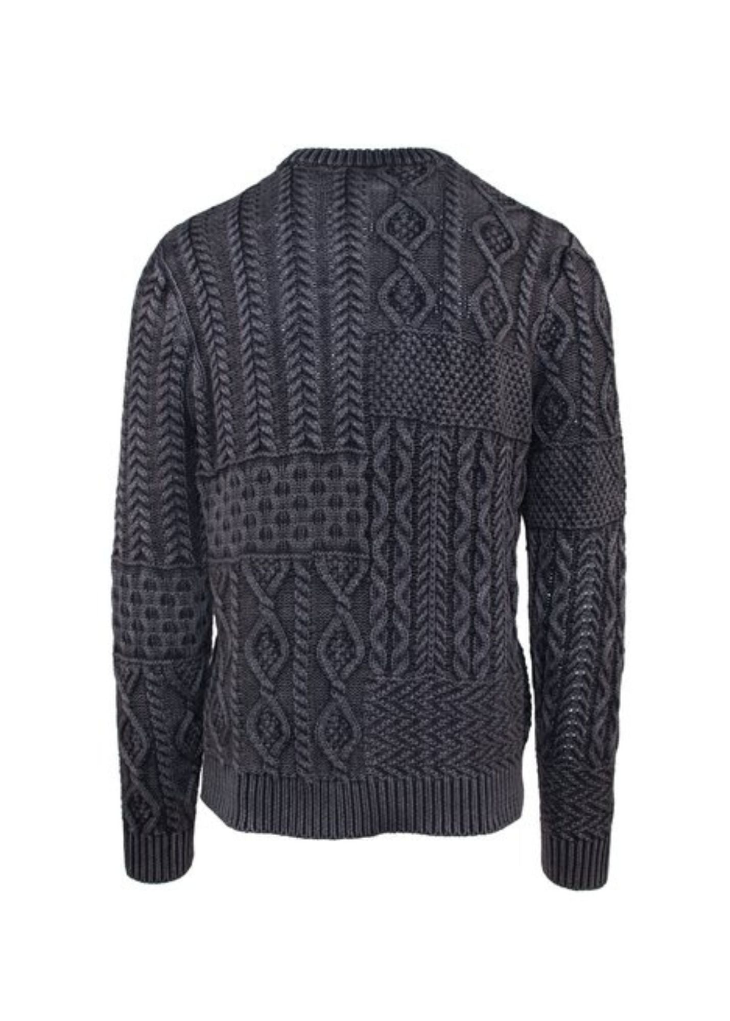 SCHOTT PATCHWORK CABLE KNIT PULLOVER