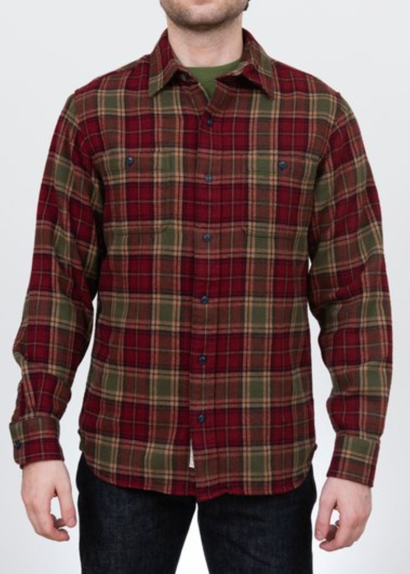 SCHOTT PLAID COTTON FLANNEL BUTTONDOWN