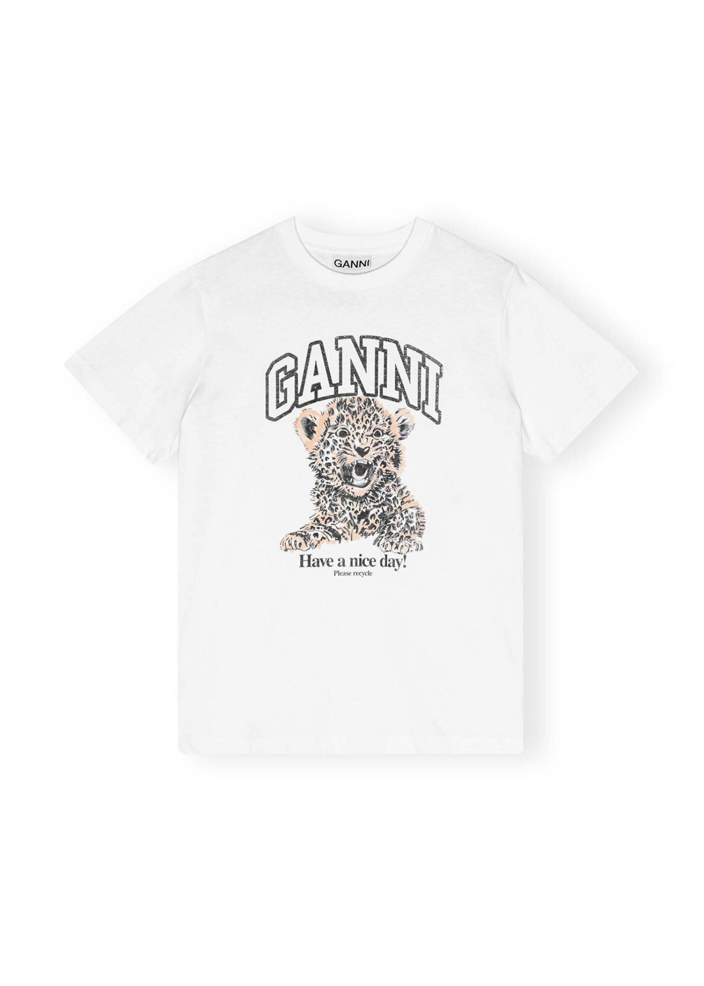 GANNI BASIC JERSEY LEOPARD RELAXED T-SHIRT