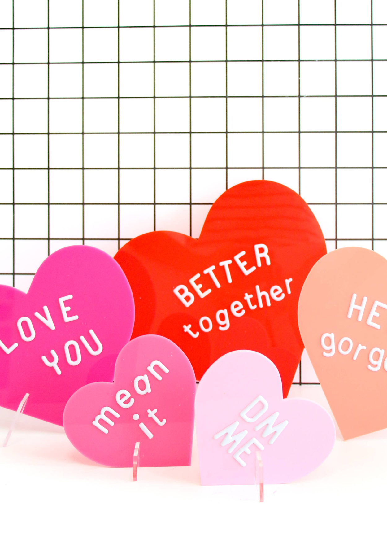 CONVERSATION HEARTS ACRYLIC DECOR