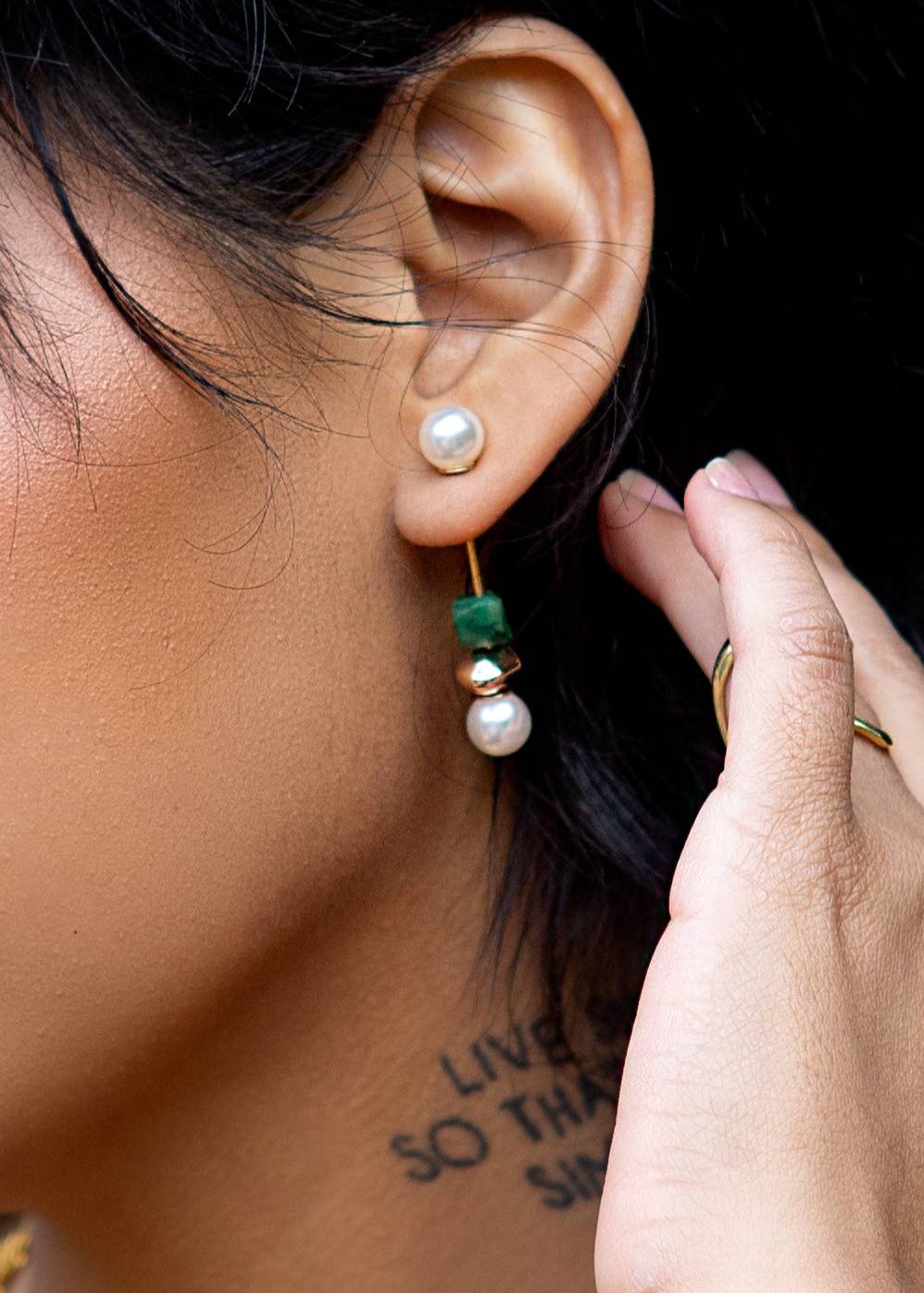 JADE PEARL THREADER EARRINGS