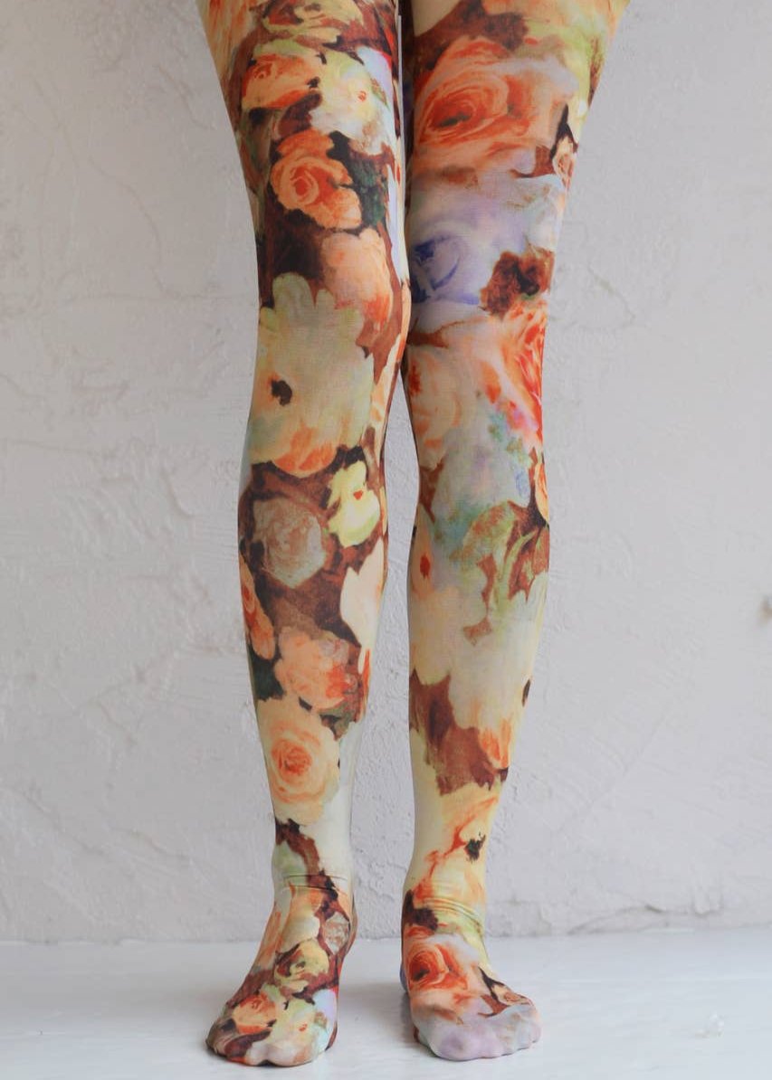 PAINTED ROSE PRINTED TIGHTS