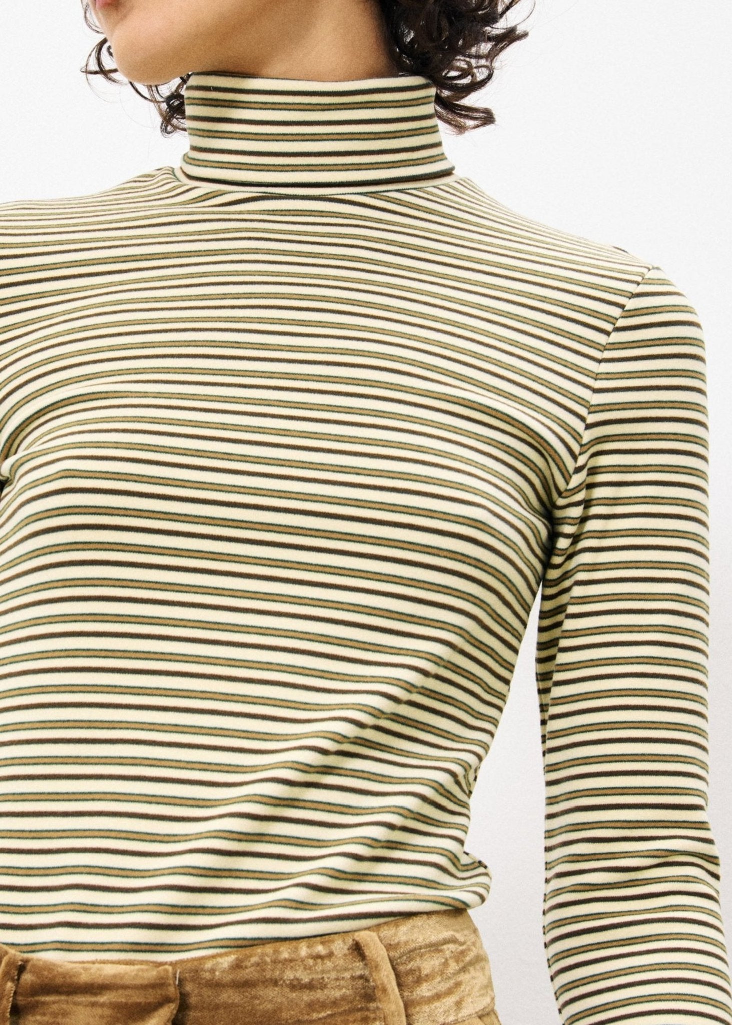 MARY VELOUR STRIPE TURTLENECK