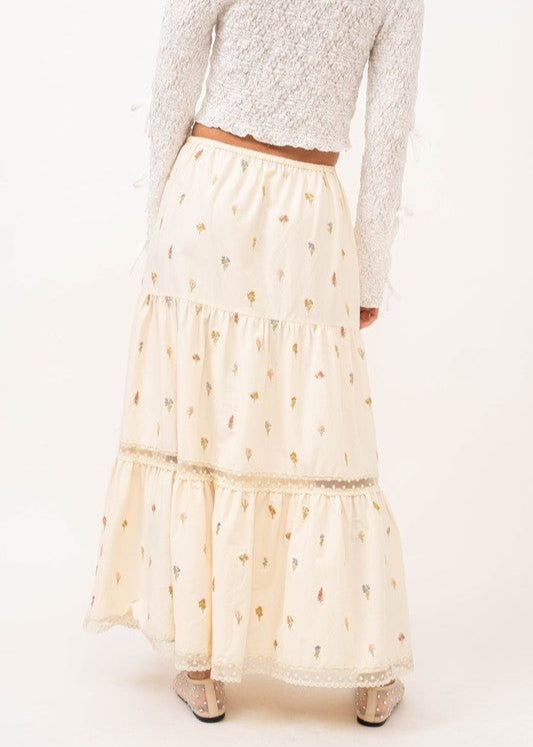 DAISY EMBROIDERED MAXI SKIRT