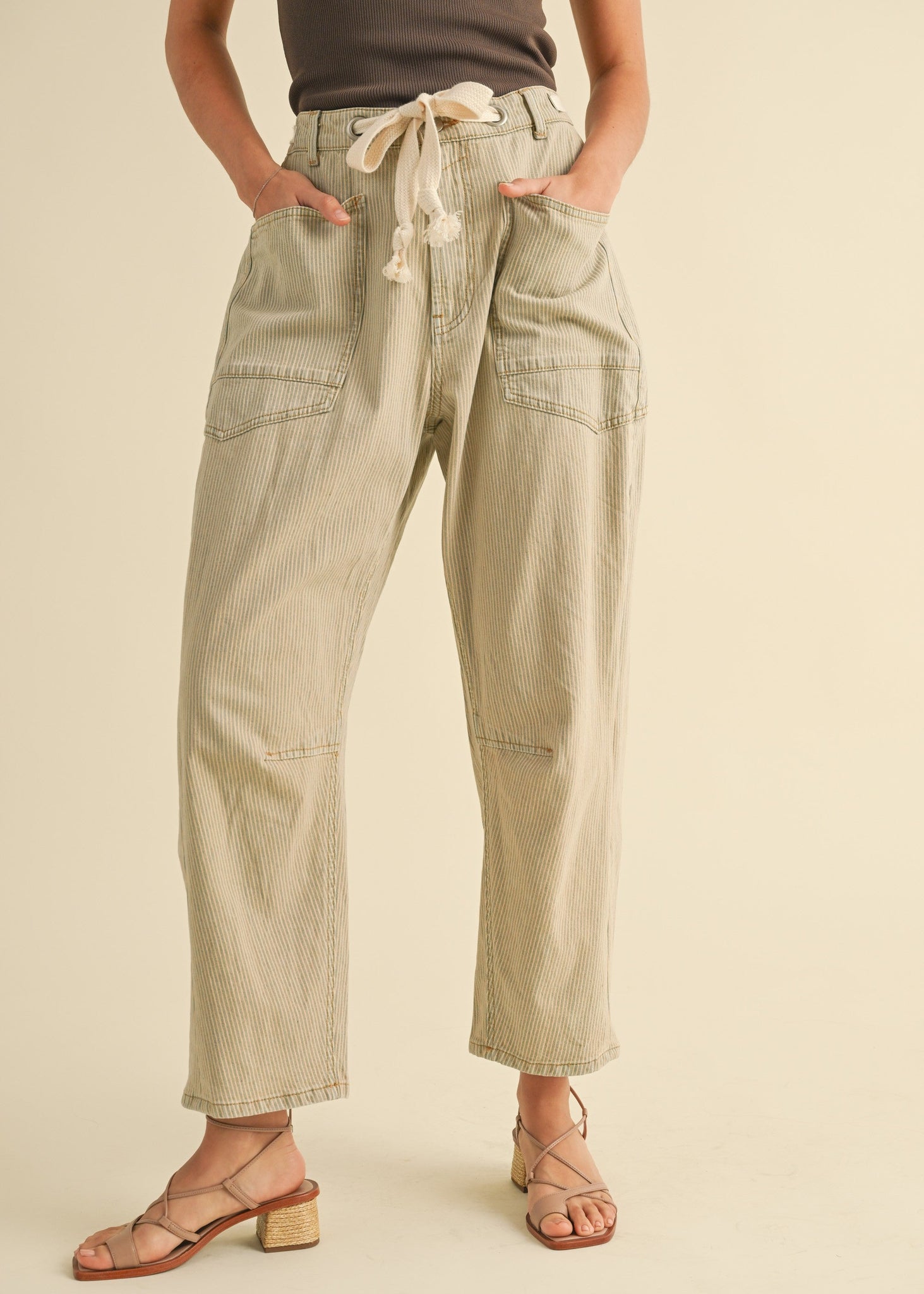 COLETTE STRIPED BARREL LEG PANT