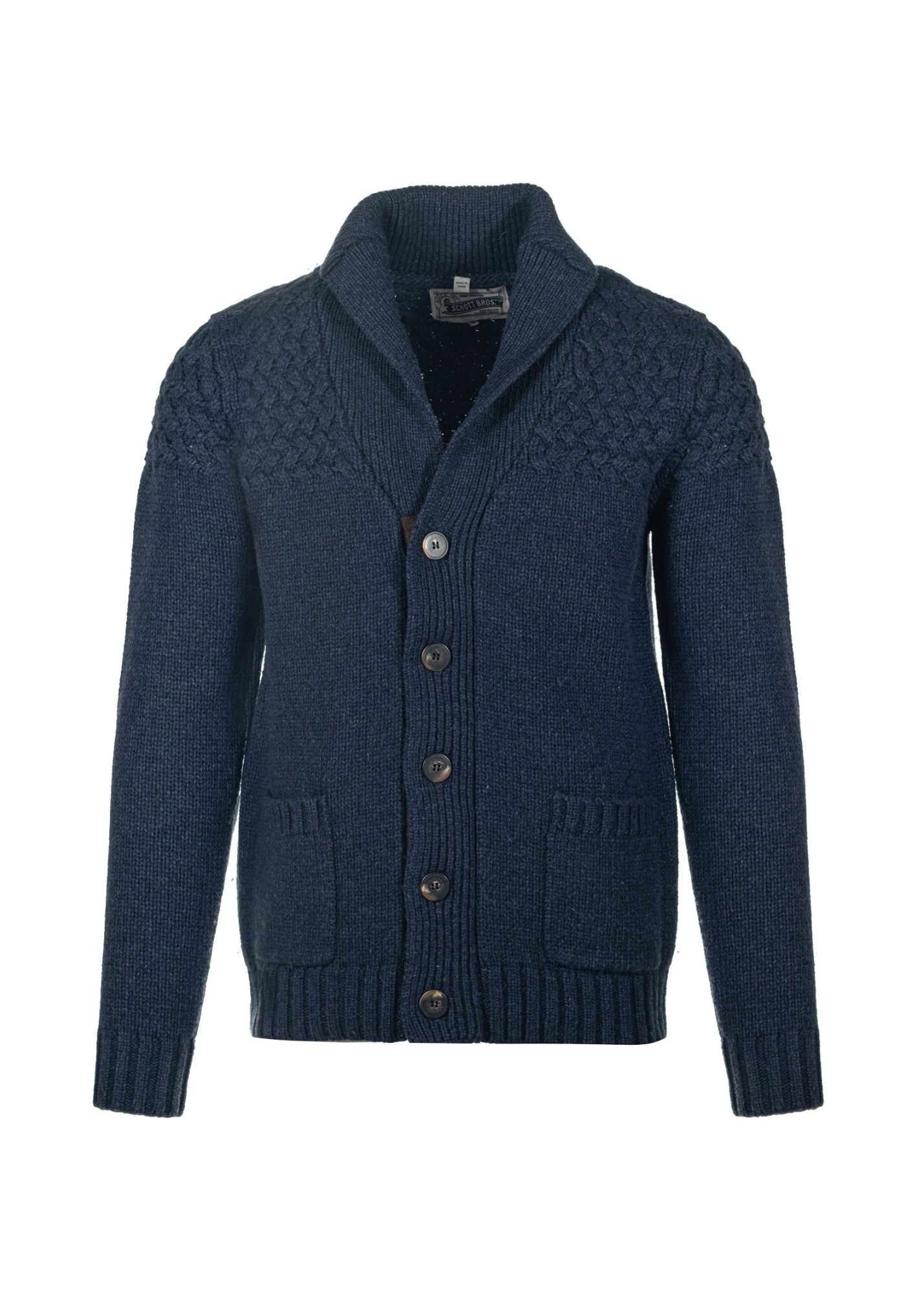 SCHOTT WOOL BLEND BASKETWEAVE CARDIGAN