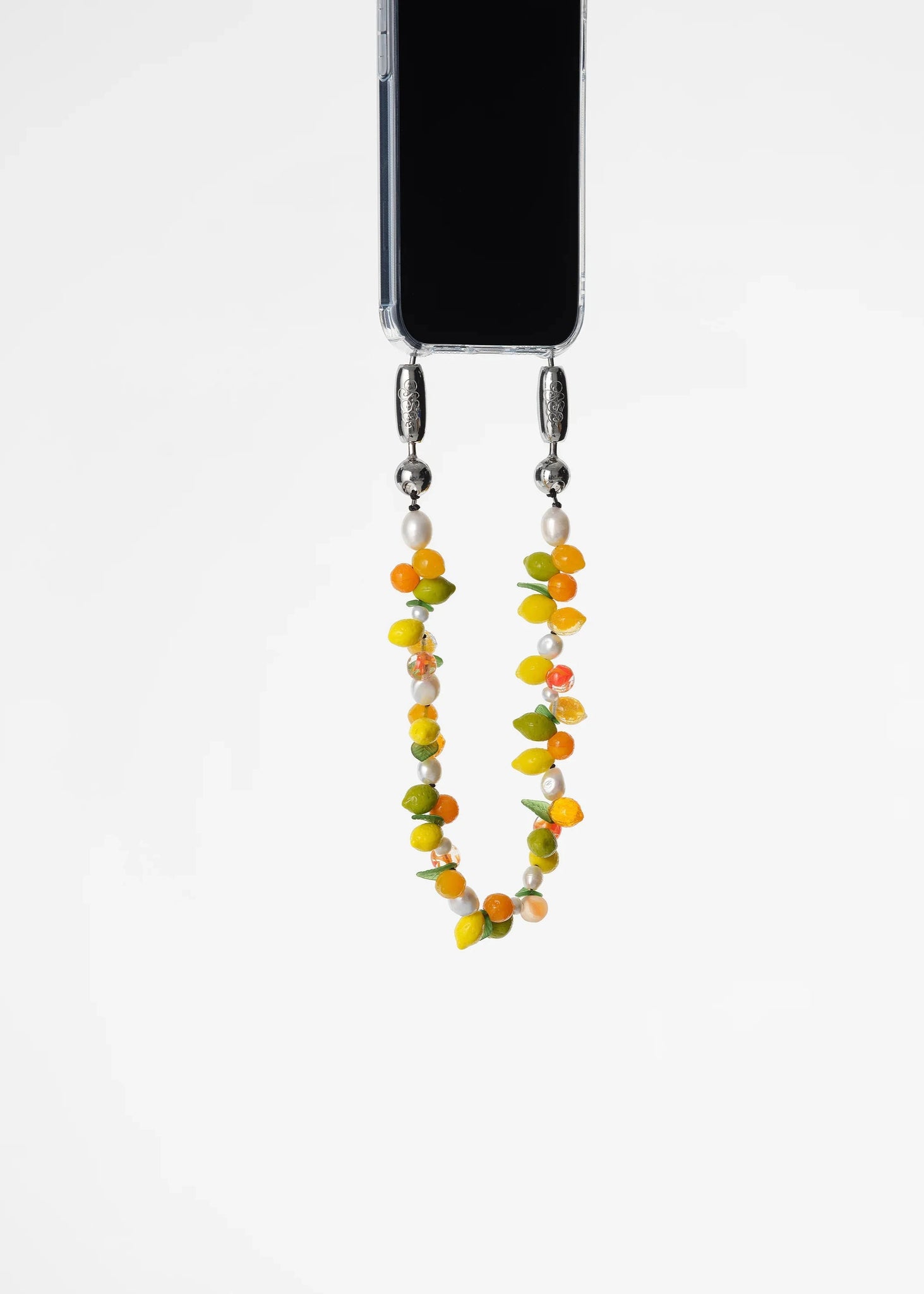 OSSA NEW YORK CITRUS AND PEARL WRISTLET PHONE CHAIN