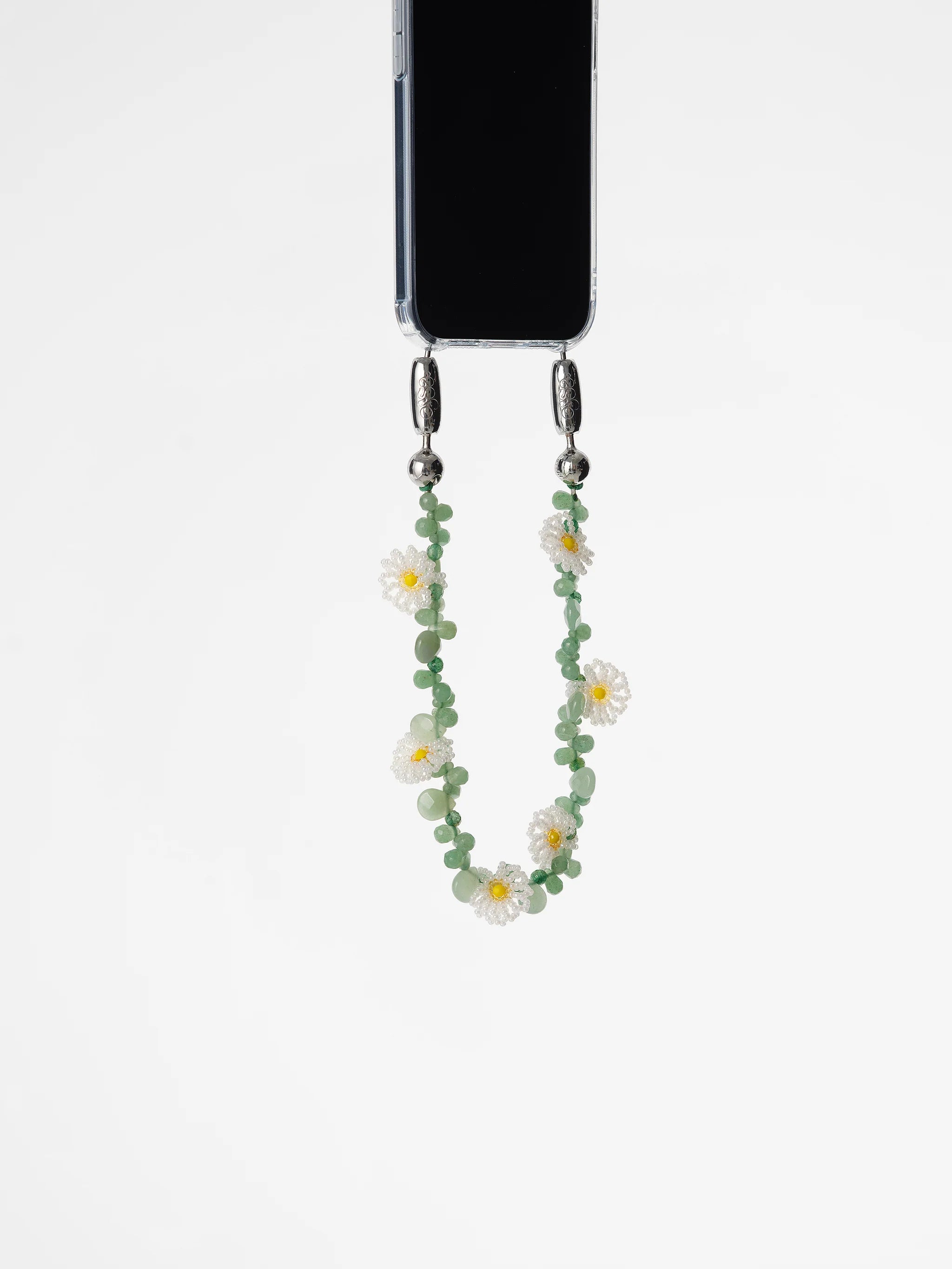 OSSA NEW YORK BEADED DAISY AND GEMSTONE WRISTLET PHONE CHAIN