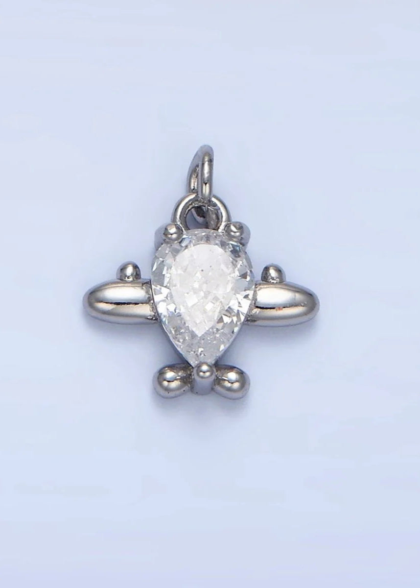 AIRPLANE WITH CZ STONE CHARM