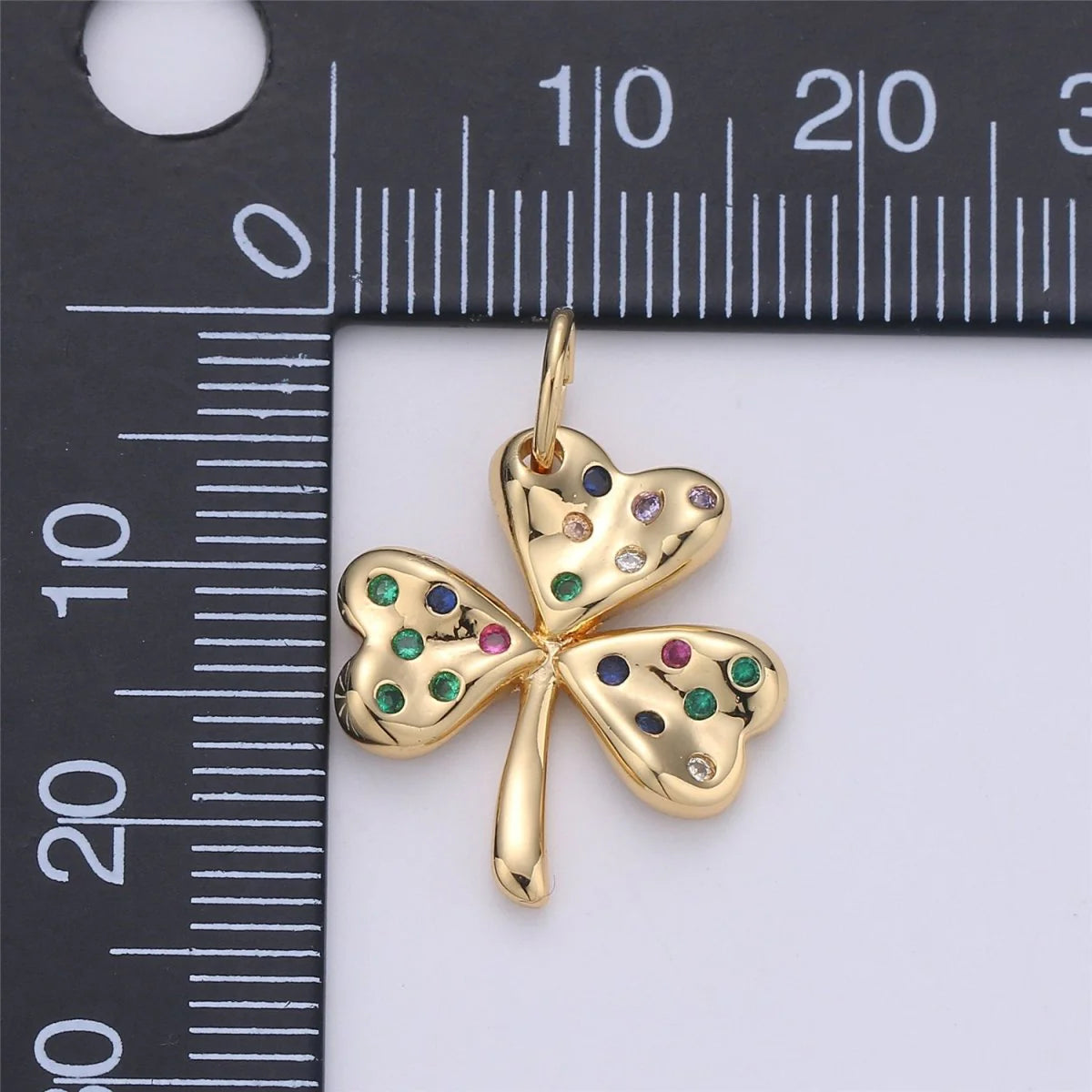 4 LEAF CLOVER GOOD LUCK CHARM WITH STONES