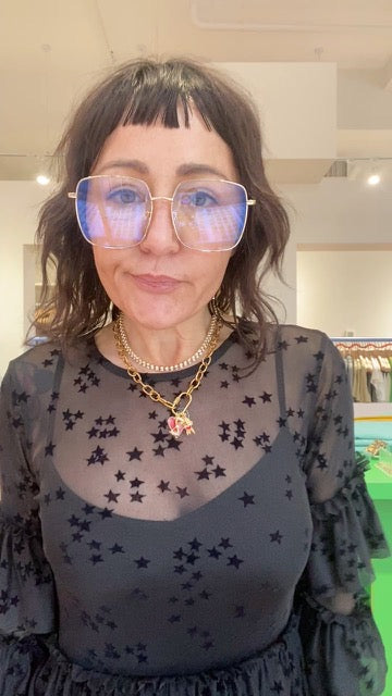 FELICITY BLACK STAR MESH DRESS