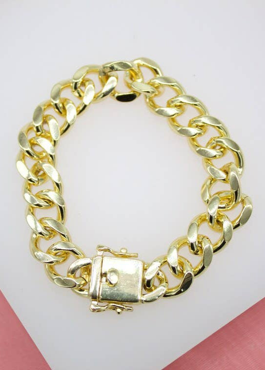 18K GF CHUNKY CUBAN CURB BRACELET