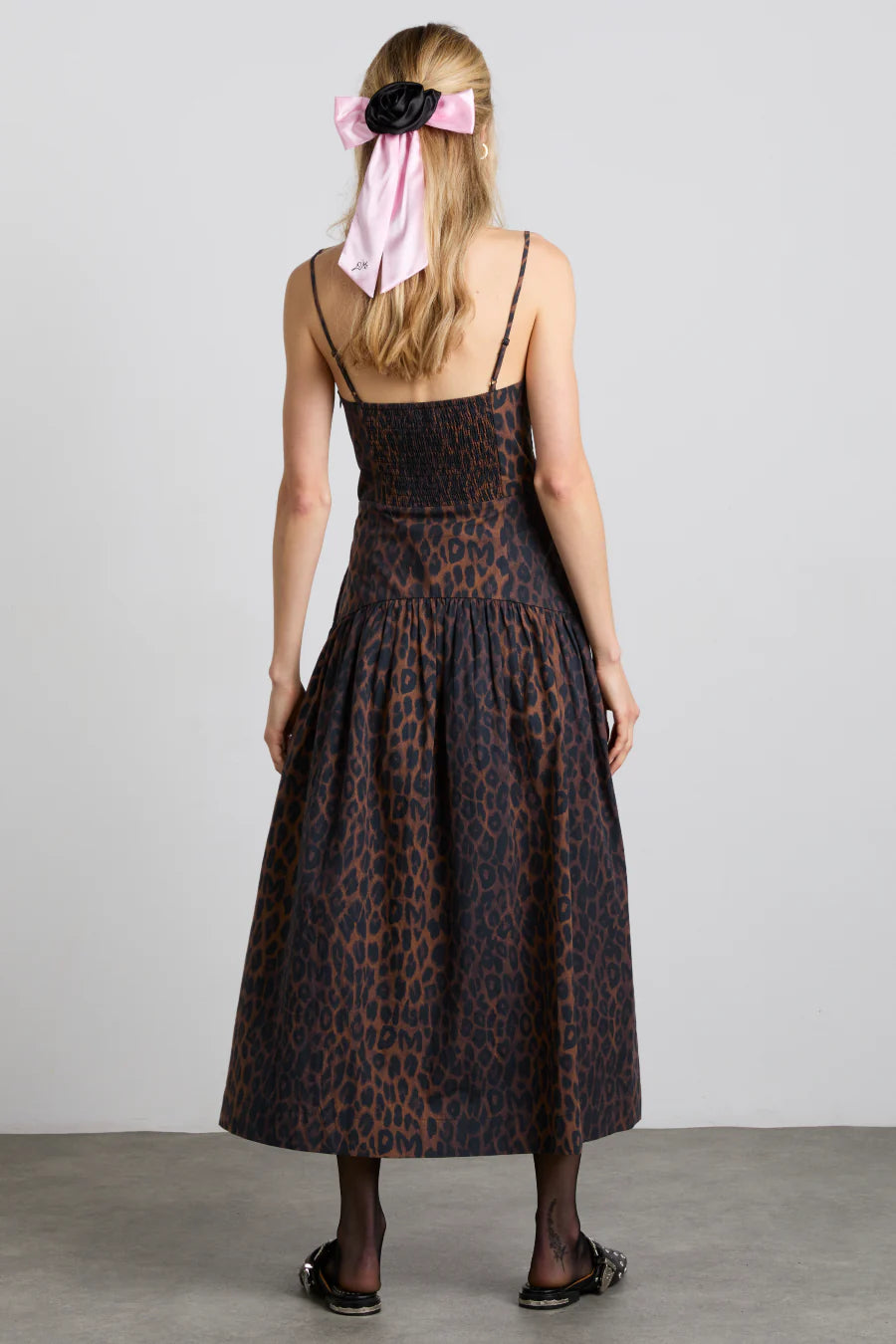 PERSEPHONE LEOPARD MIDI DRESS