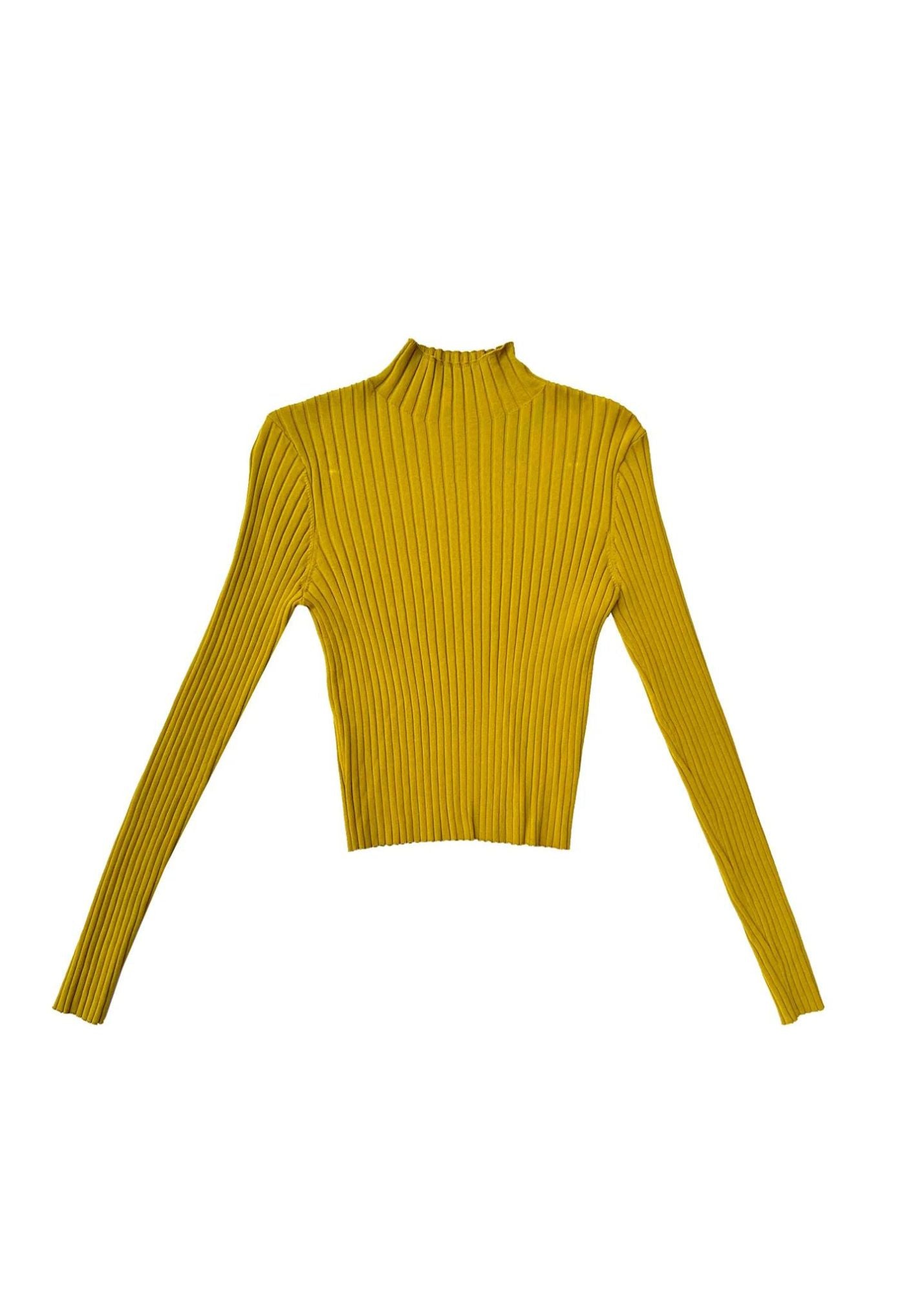 ALI GOLDEN RIBBED MOCK NECK SWEATER