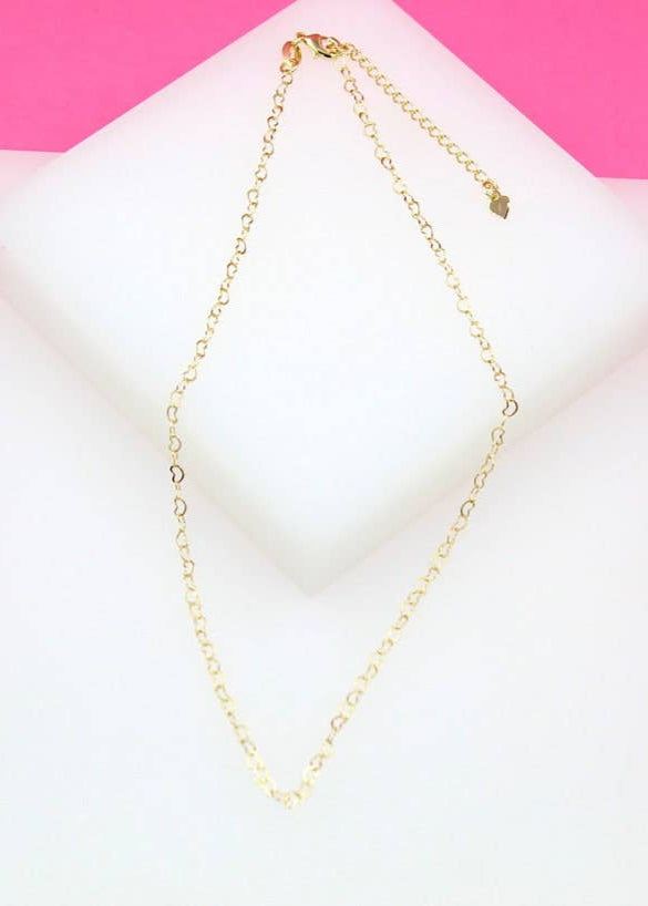 18K GF HEART LINK NECKLACE