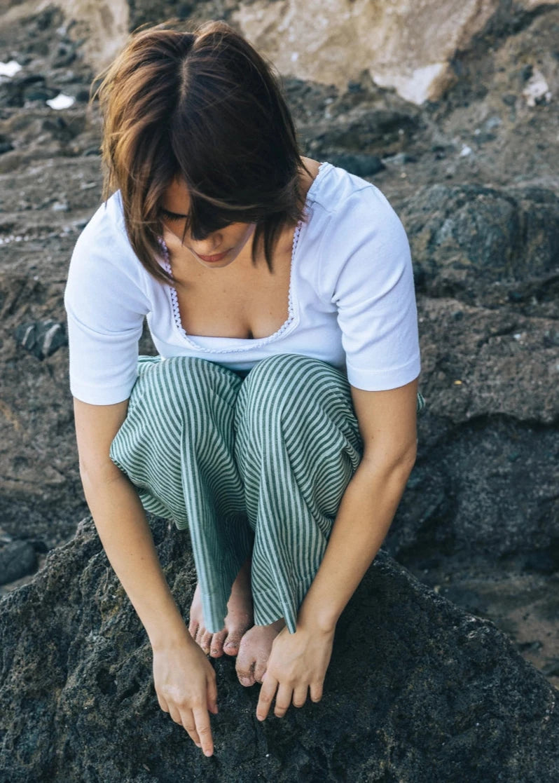 JADE STRIPE LINEN TROUSERS