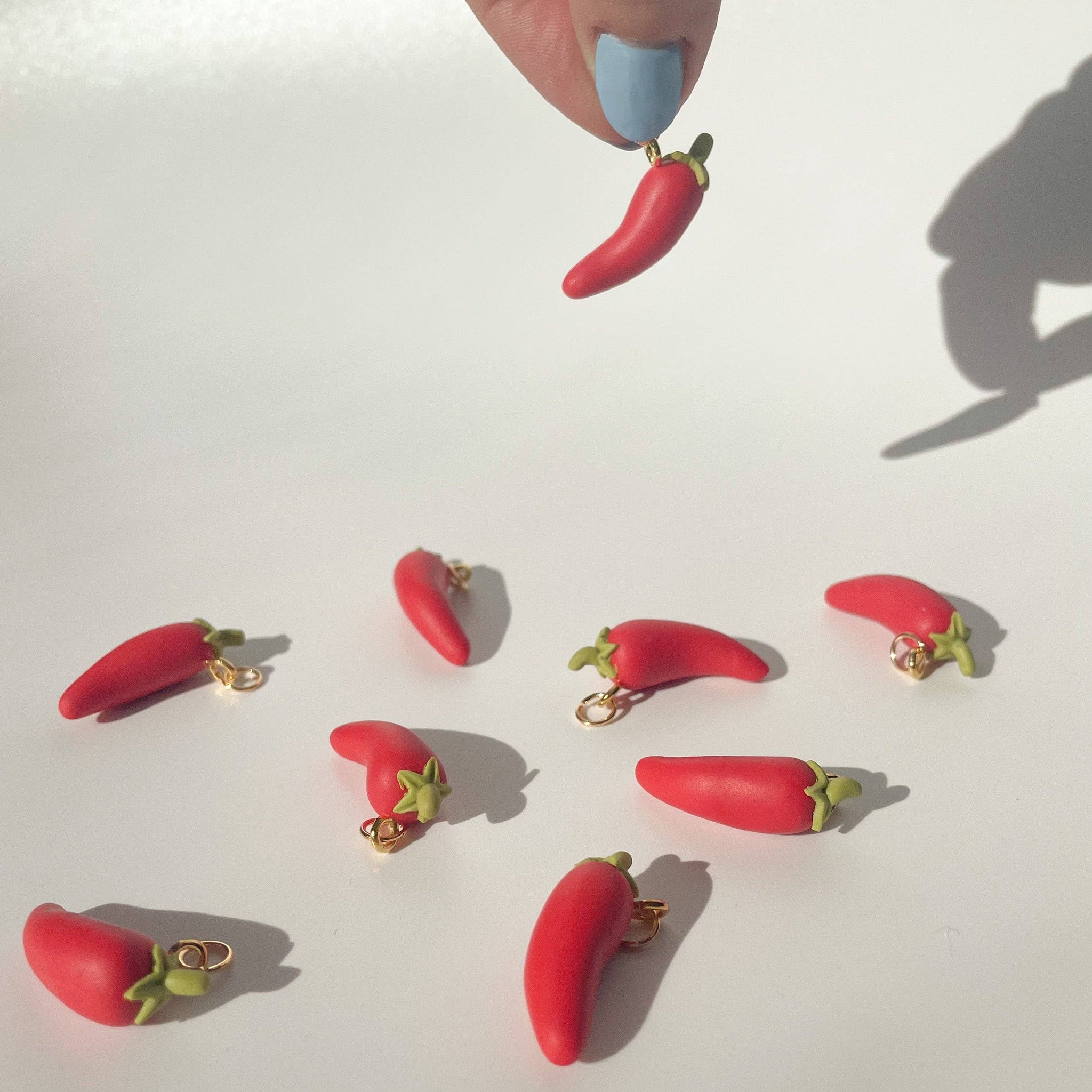 LARGE RED CLAY CHILI PEPPER CHARM