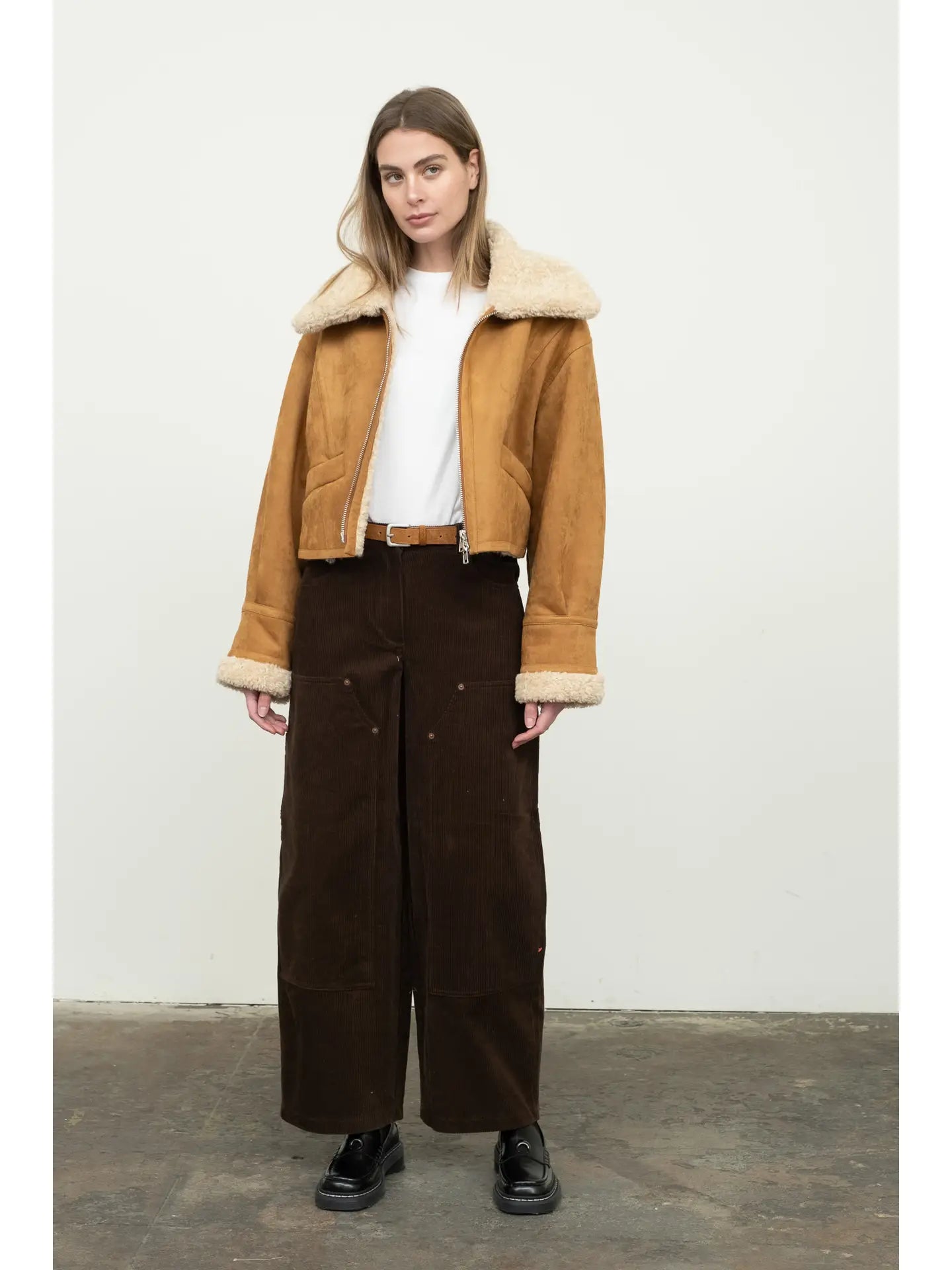 SHELLY FAUX FUR SHEARLING BOMBER JACKET