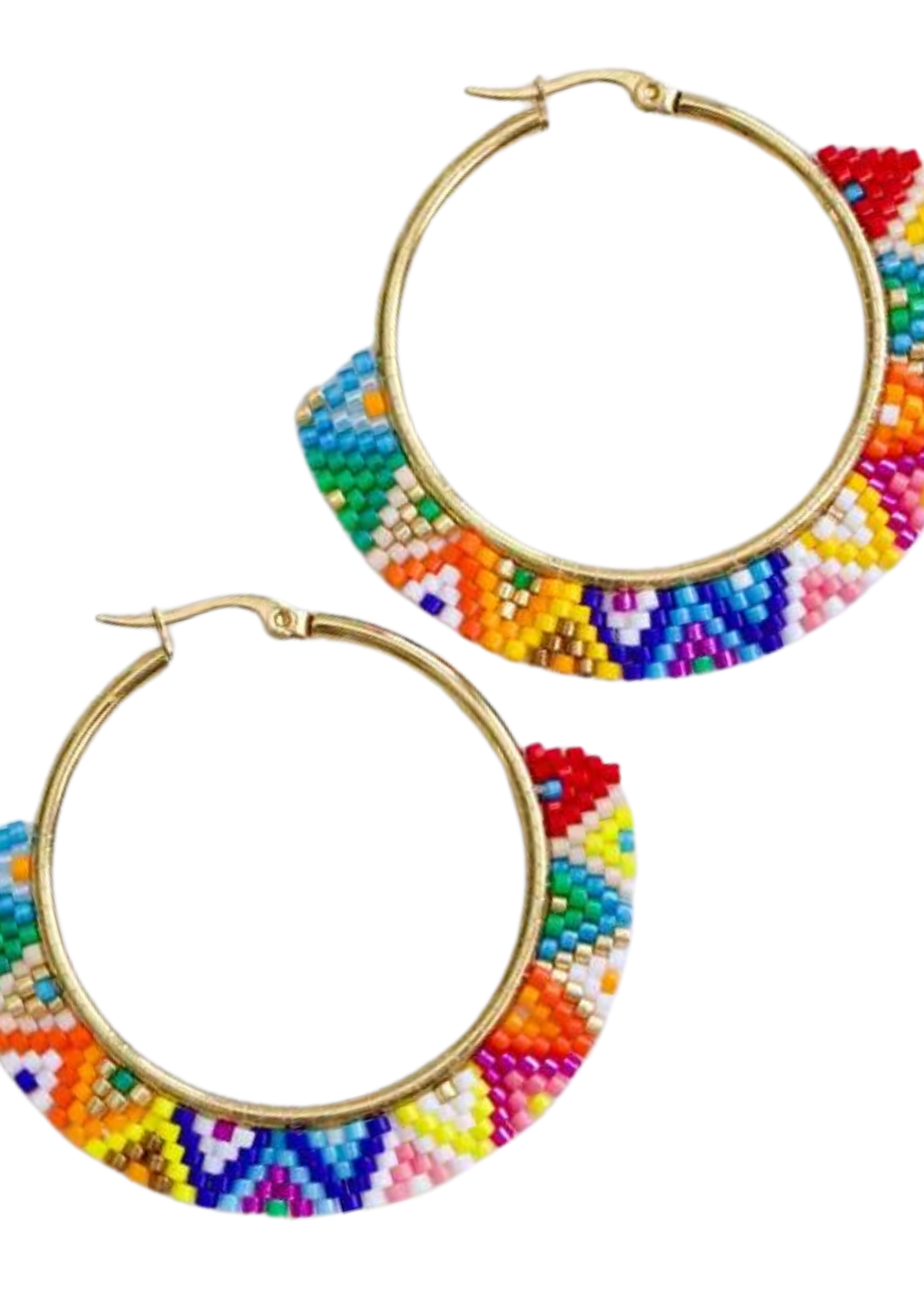 GIA BEADED GEOMETRIC HOOP EARRINGS