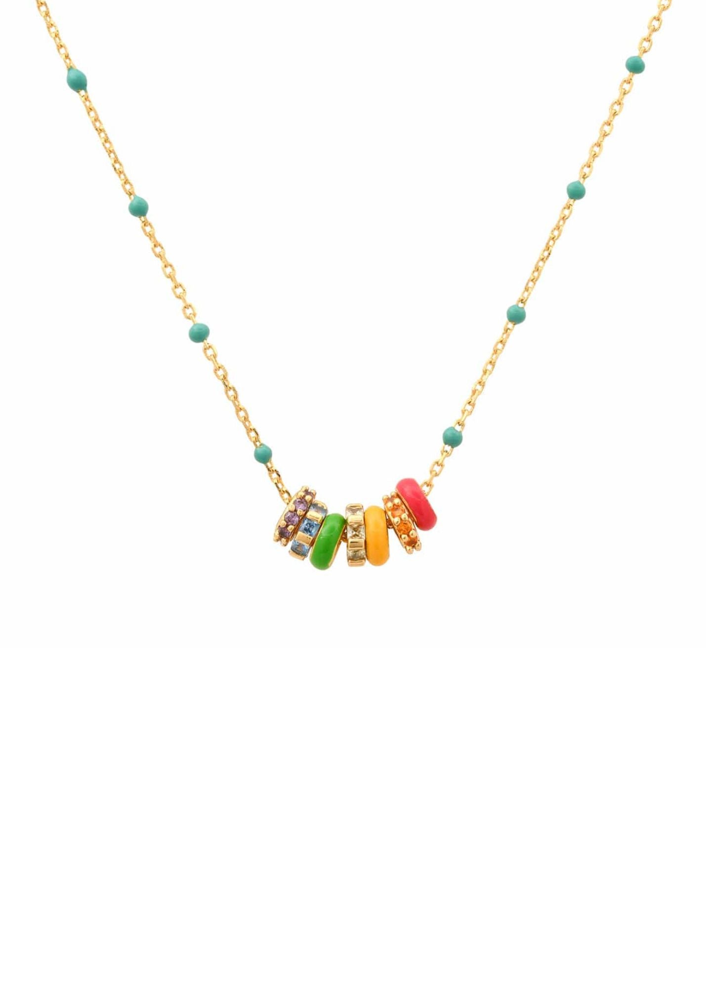 RAINBOW RING CHARM NECKLACE