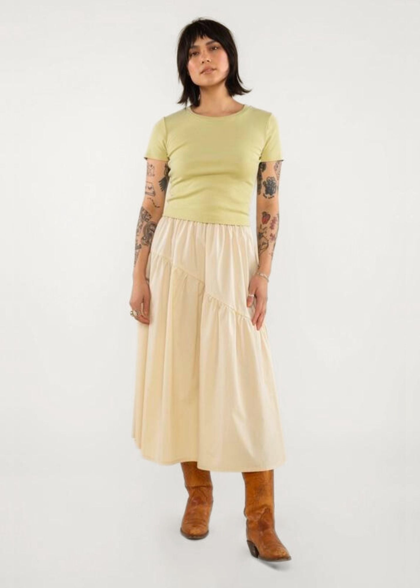 NADIA POPLIN MIDI SKIRT