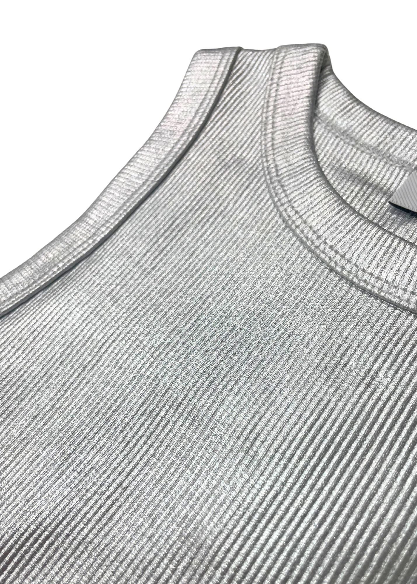 NEVER FULLY DRESSED TARA SILVER RIBBED TANK TOP