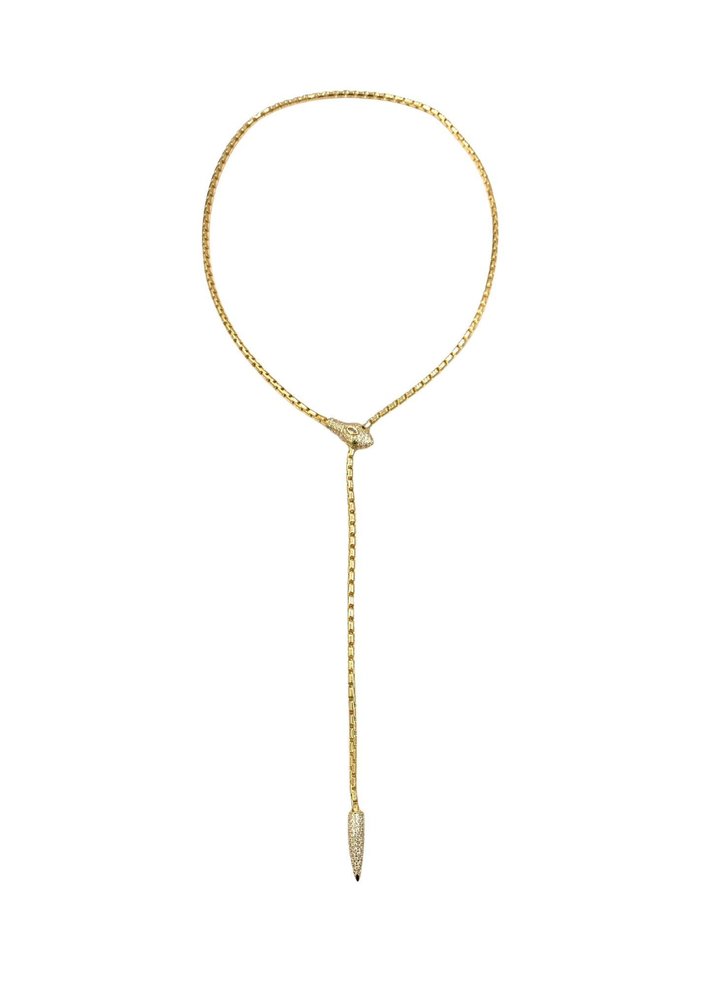 GOLDEN SNAKE LARIAT NECKLACE