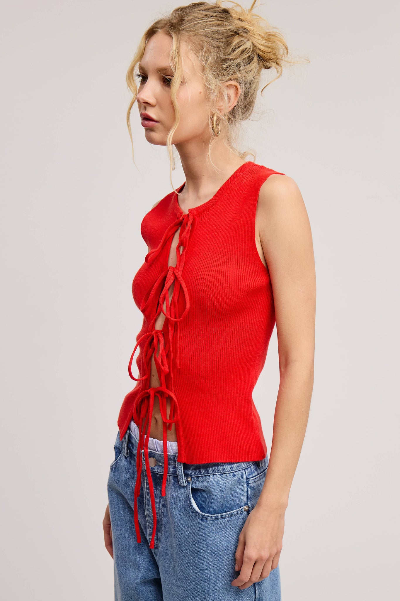 CHARLOTTE TIE FRONT KNIT TOP