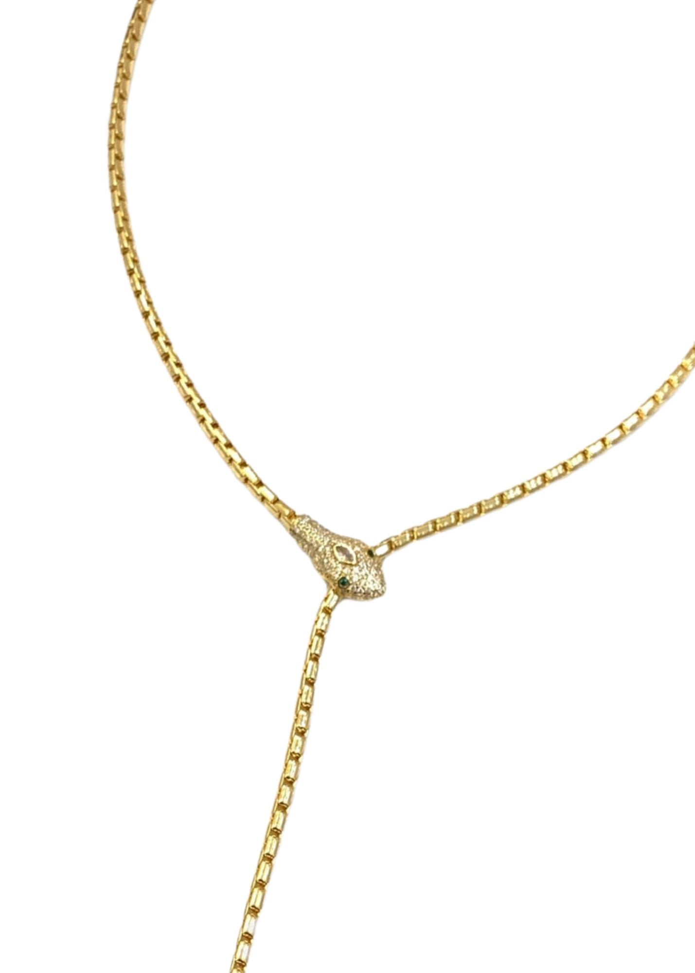 GOLDEN SNAKE LARIAT NECKLACE