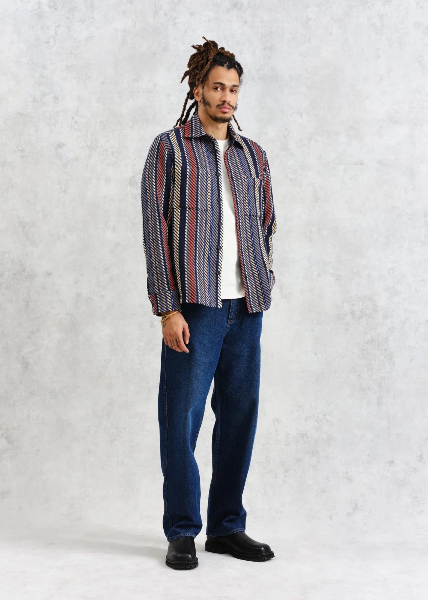 WAX LONDON WHITING VERTICAL STRIPE OVERSHIRT