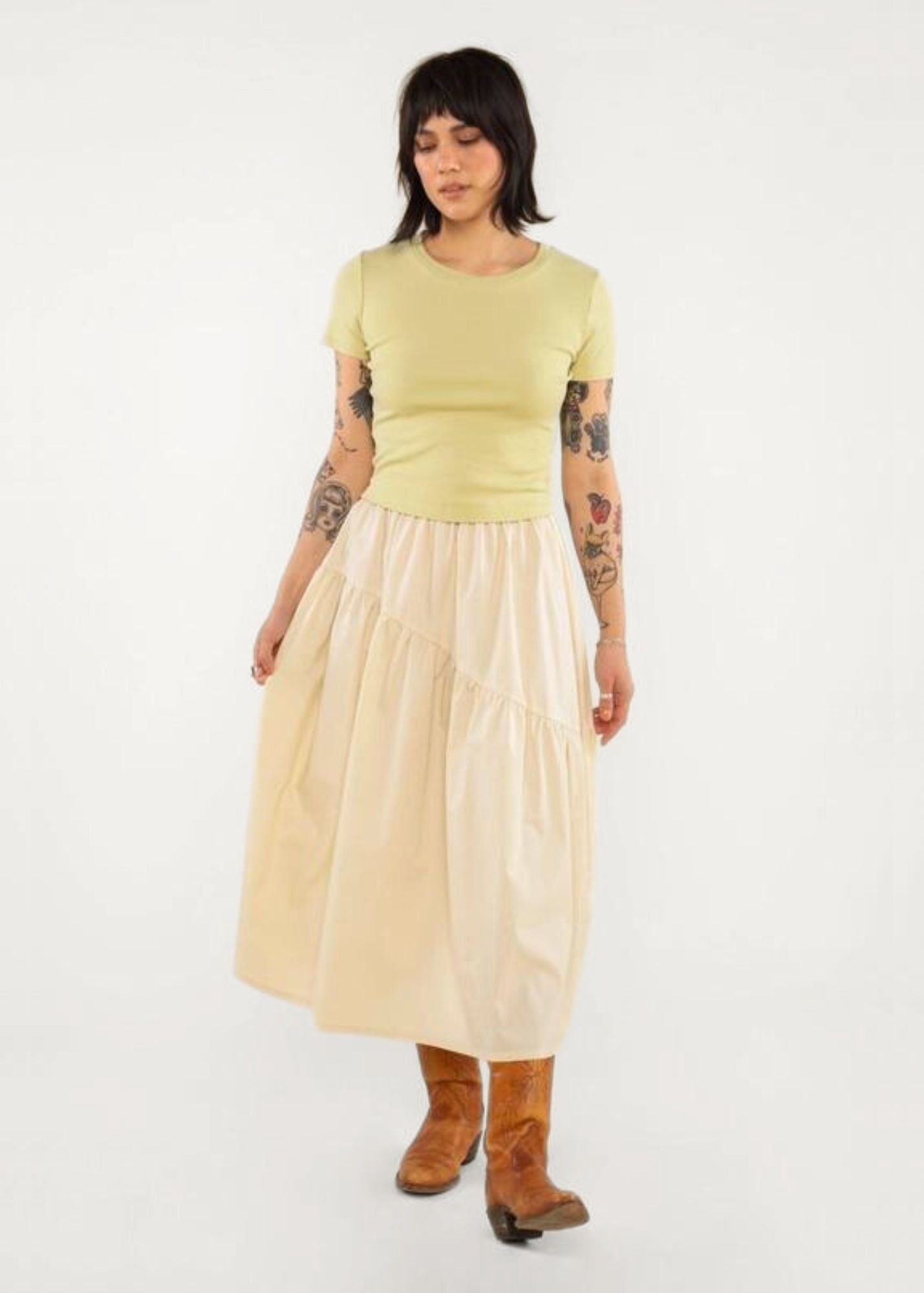 NADIA POPLIN MIDI SKIRT