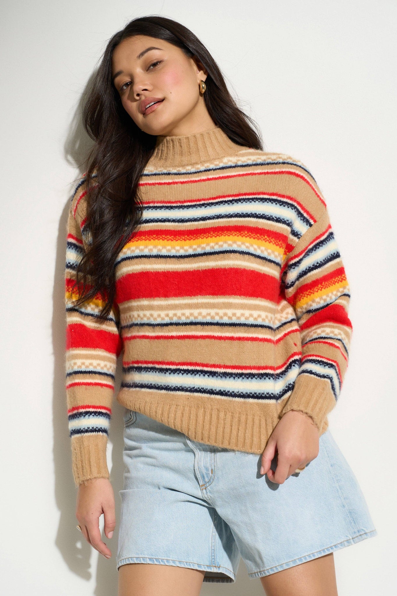 LORRI STRIPE TURTLENECK SWEATER