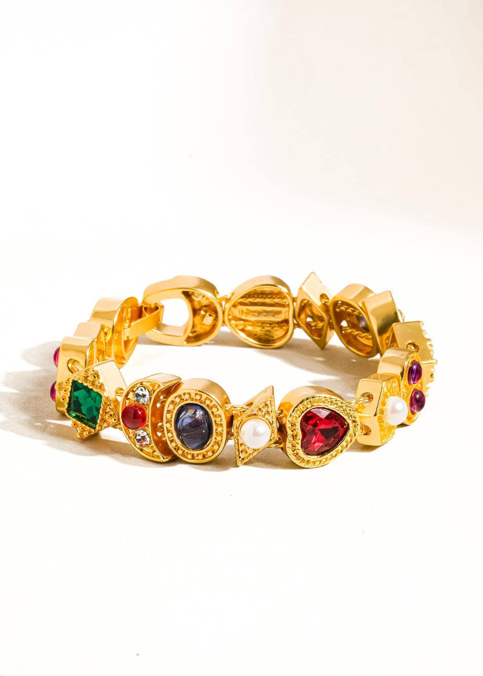 ERNIE VINTAGE STYLE GEMS, PEARL, AND GOLD BRACELET