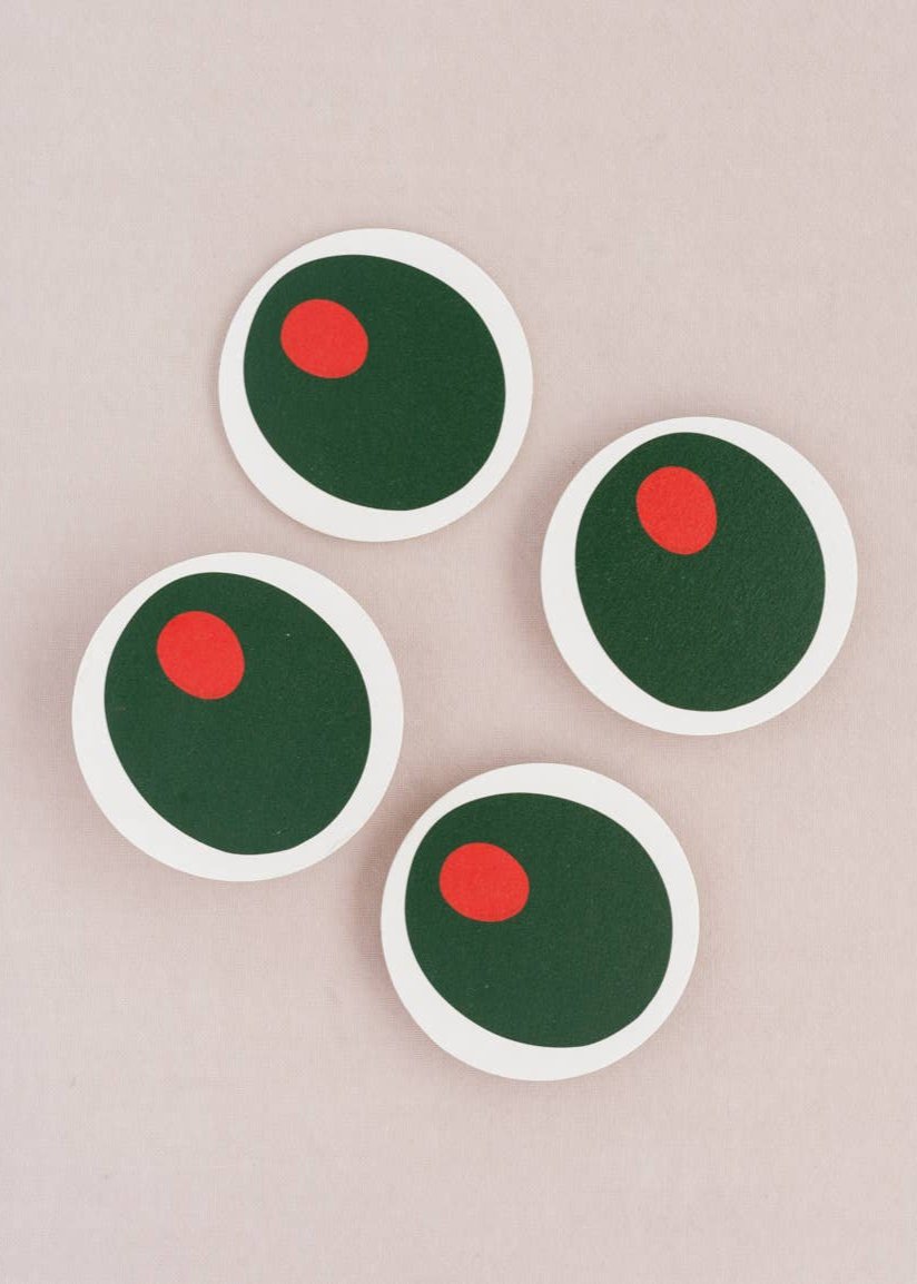 PIMENTO OLIVE SET OF FOUR COASTERS