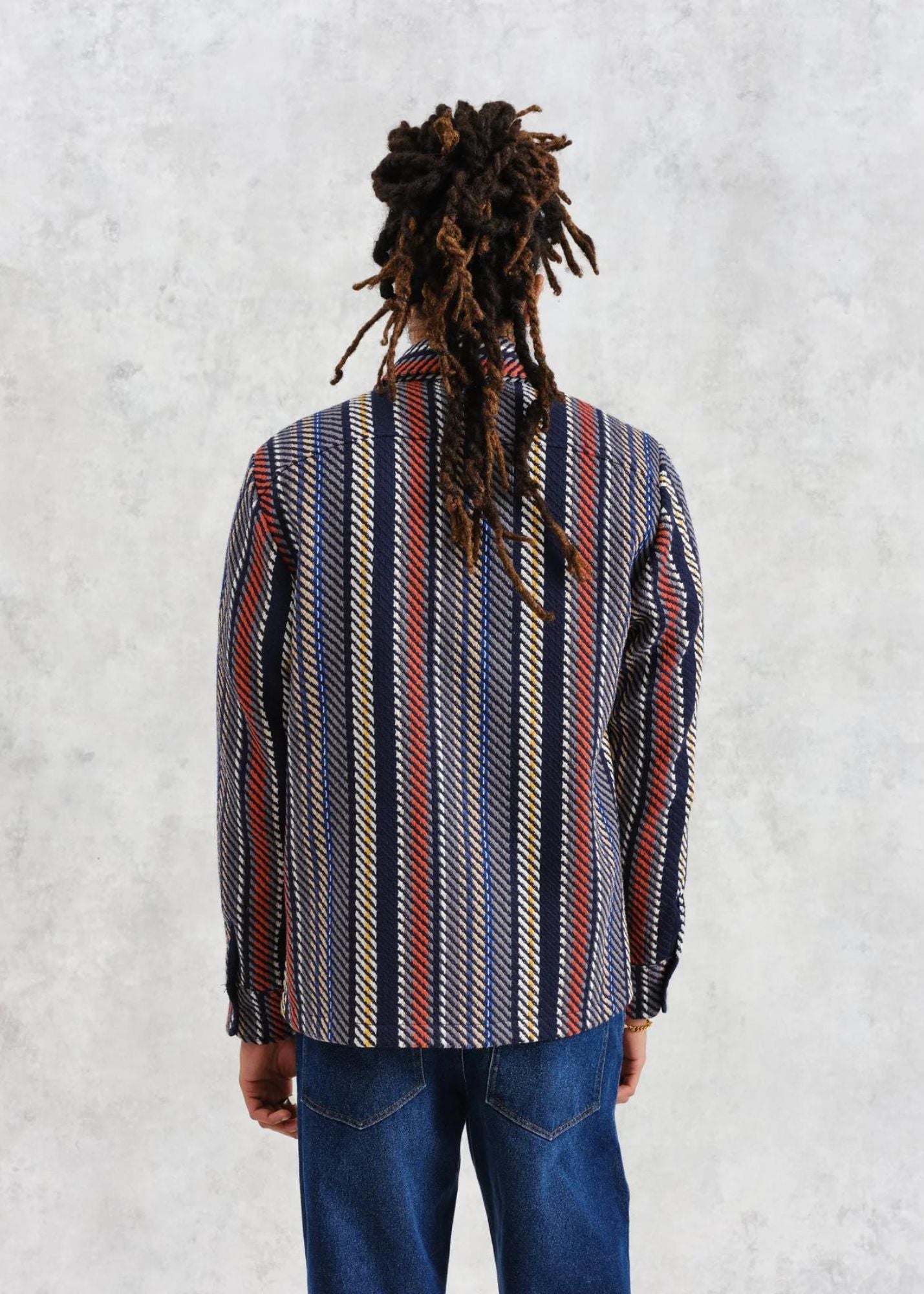 WAX LONDON WHITING VERTICAL STRIPE OVERSHIRT