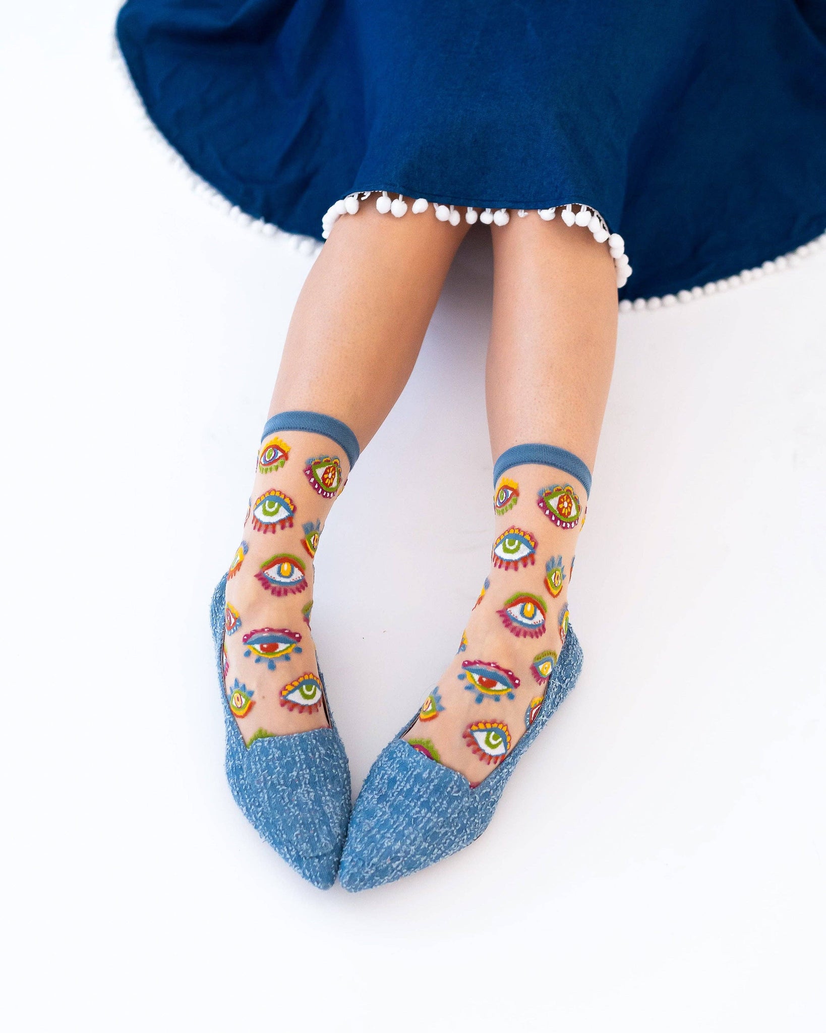 EVIL EYE SHEER CREW SOCKS