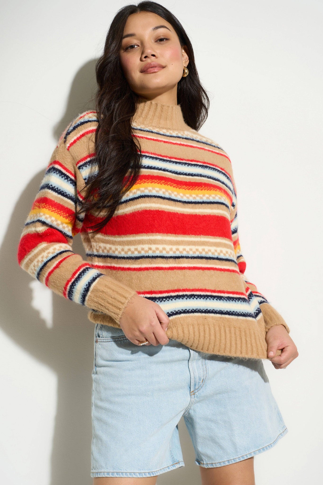 LORRI STRIPE TURTLENECK SWEATER