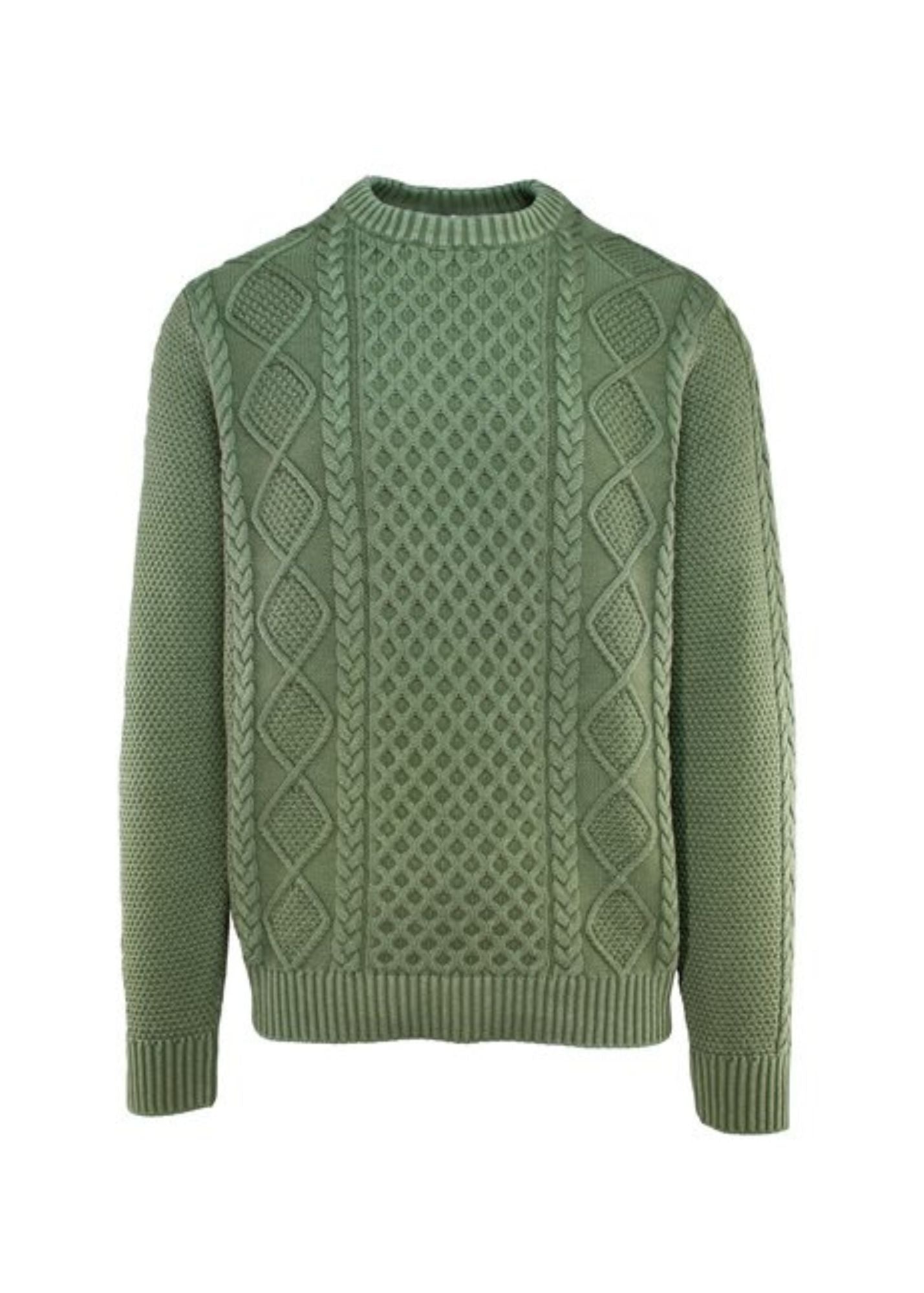 SCHOTT STONE WASHED CABLE KNIT PULLOVER