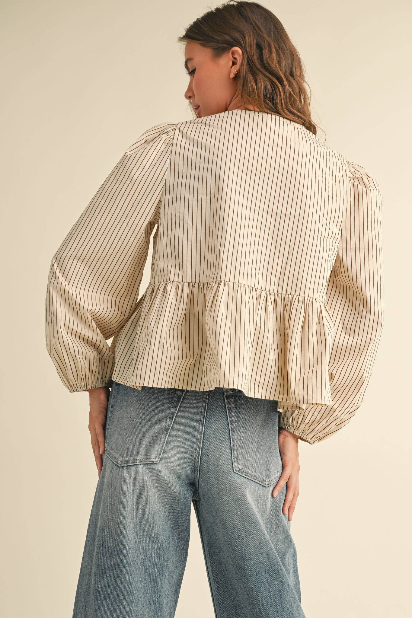 NORAH STRIPED TIE FRONT BLOUSE